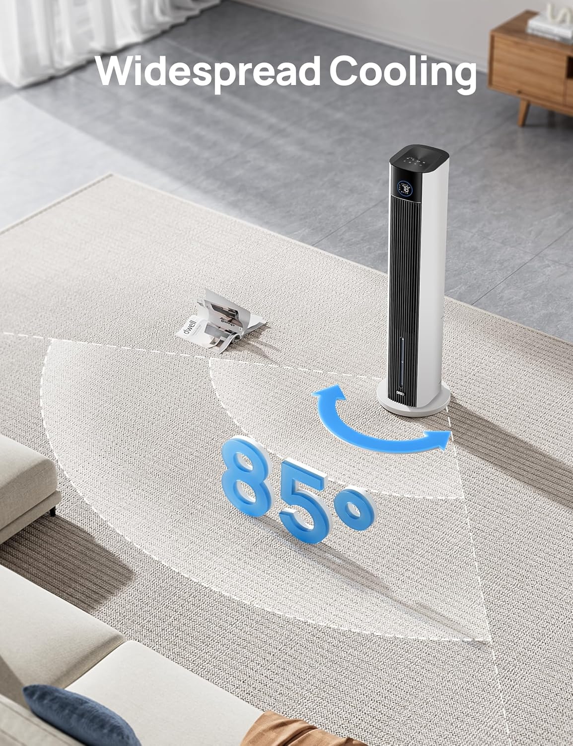 image:imageDREO Evaporative Air Swamp Cooler 43 Cooling Fans that Blow Cold Air 2025 Upgraded 85 Oscillating Floor Fan for Bedroom Easy Cleaning APP Control Ice Packs 4 Speeds amp 4 Modes 12H Timer WhiteWhite