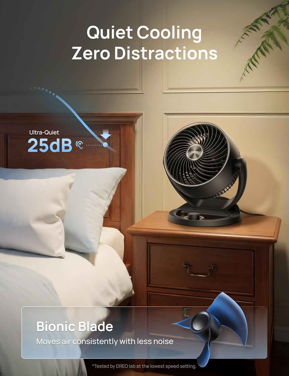 image:imageDREO Fan for Bedroom 12 Inches 70ft Powerful Airflow 25db Quiet Table Air Circulator Fans for Whole Room 120 Adjustable Tilt 3 Speeds Desktop Fan for Home Office KitchenBlack