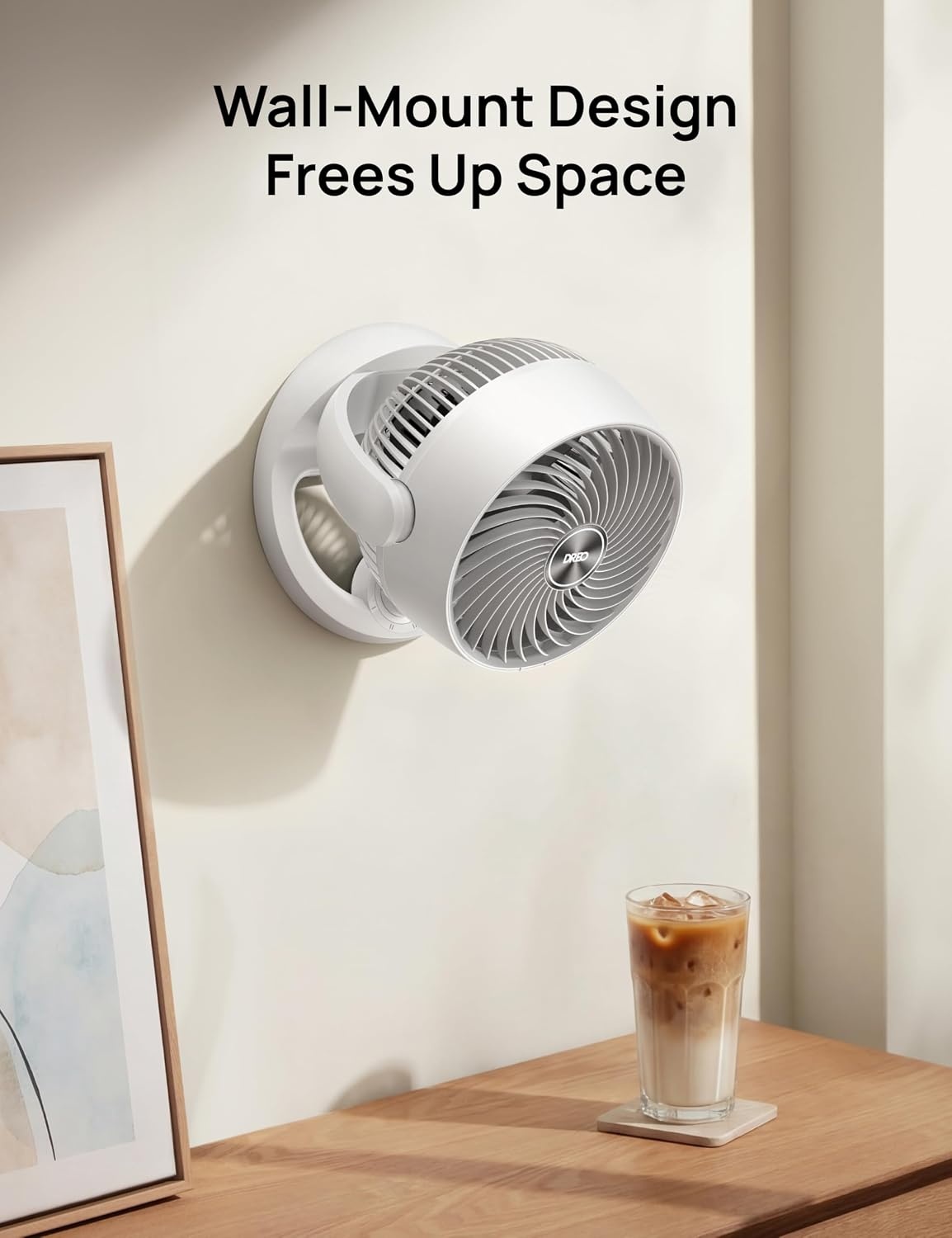image:imageDREO Fan for Bedroom 12 Inches 70ft Powerful Airflow 25db Quiet Table Air Circulator Fans for Whole Room 120 Adjustable Tilt 3 Speeds Desktop Fan for Home Office KitchenWhite