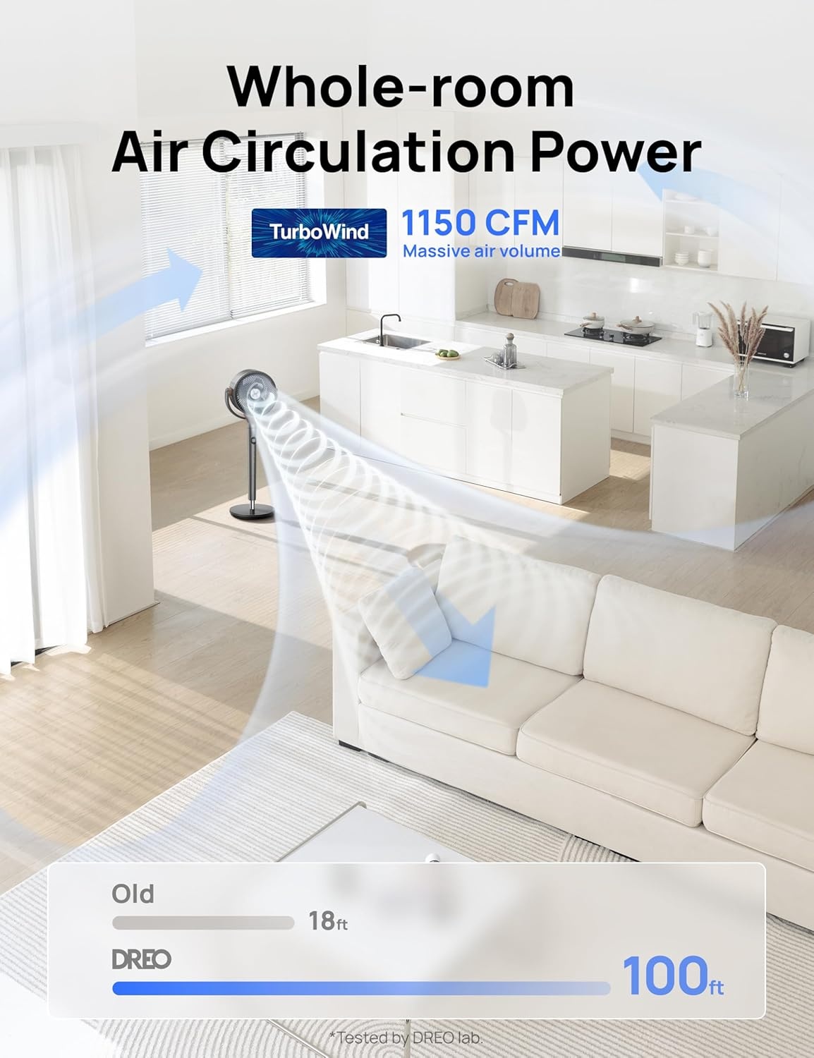 image:imageDREO Fan for Bedroom 120 Oscillating Standing Fans Quiet Floor Fan with DC Motor 100ft Pedestal Fans for Room 9 Speeds 4 modes 20dB 120 Manual Vertical 3742 Adjustable Height 8H TimerGrey