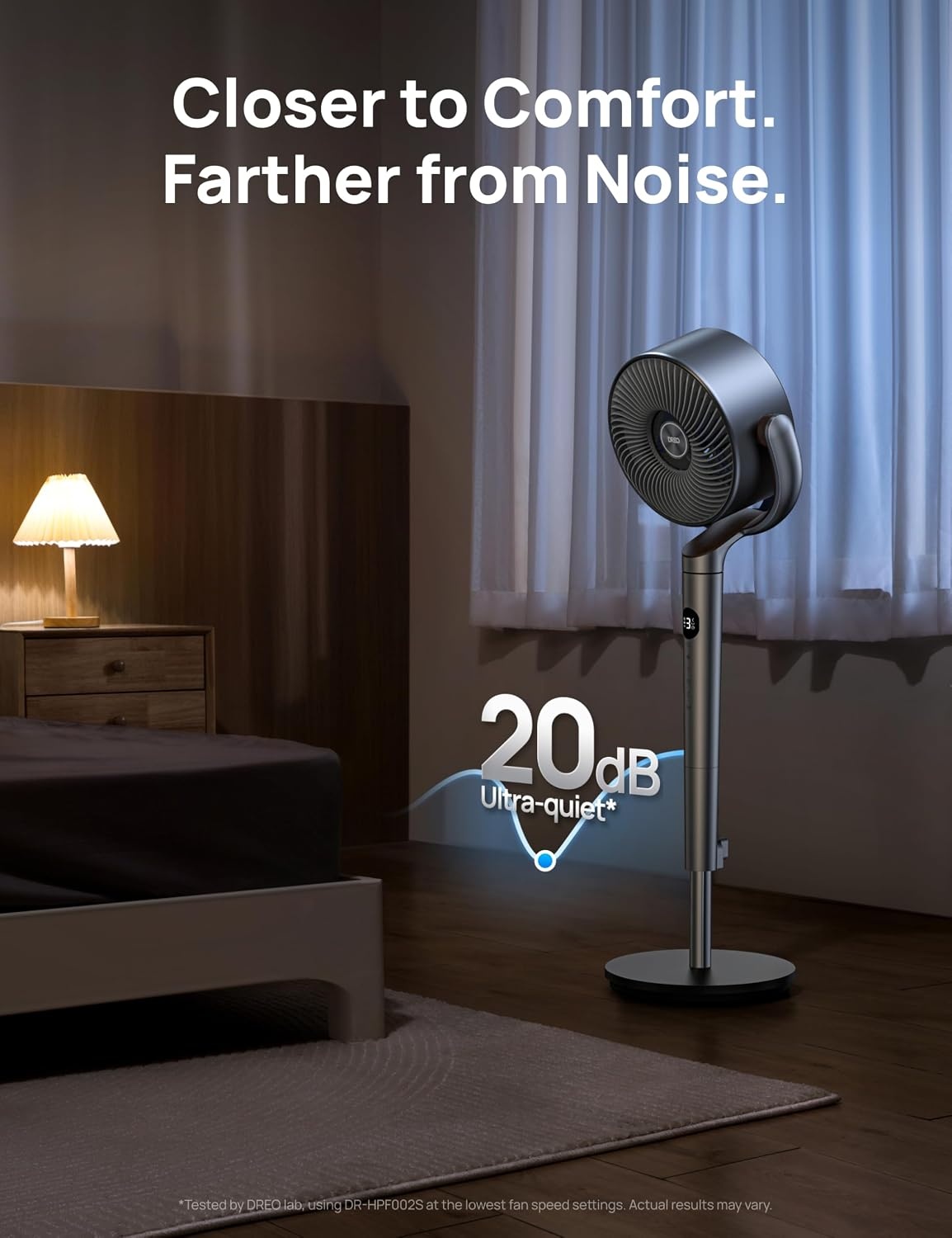 image:imageDREO Fan for Bedroom 120120Omnidirectional Oscillating Fan 90ft DC Motor 20 dB Quiet Standing Pedestal Fans 8 Speeds 3 Modes Circulator with Remote 3540 Adjustable Height 8H TimerBright silver