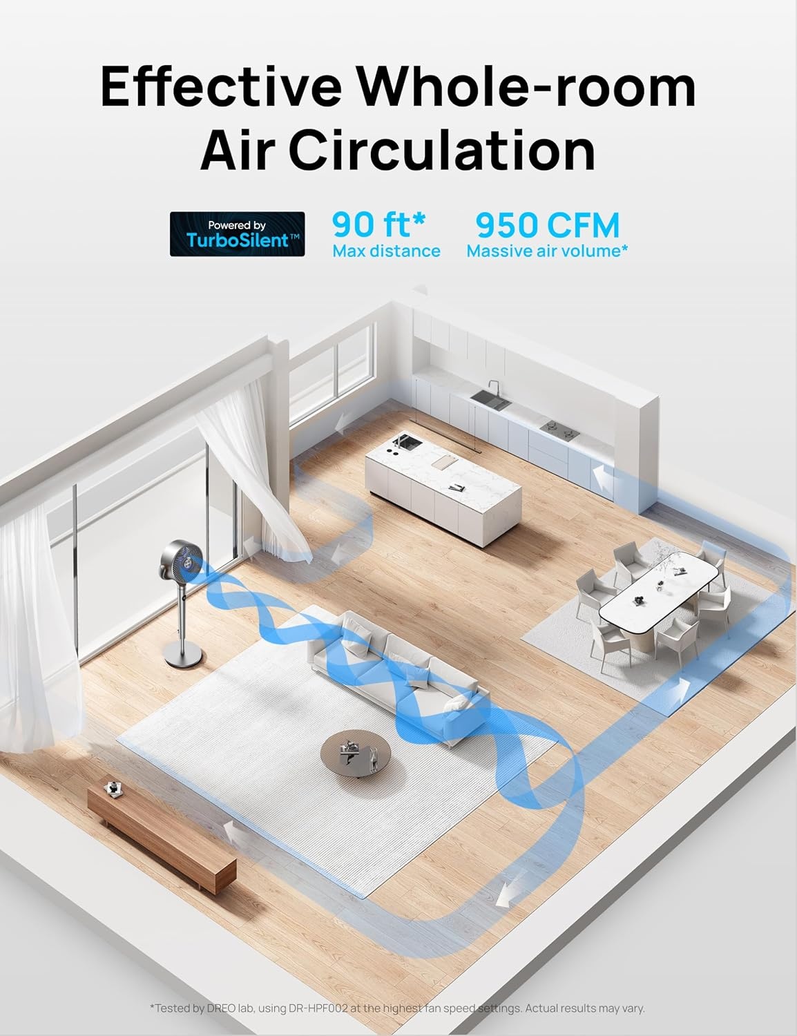 image:imageDREO Fan for Bedroom 120120Omnidirectional Oscillating Fan 90ft DC Motor 20 dB Quiet Standing Pedestal Fans 8 Speeds 3 Modes Circulator with Remote 3540 Adjustable Height 8H TimerLight silver