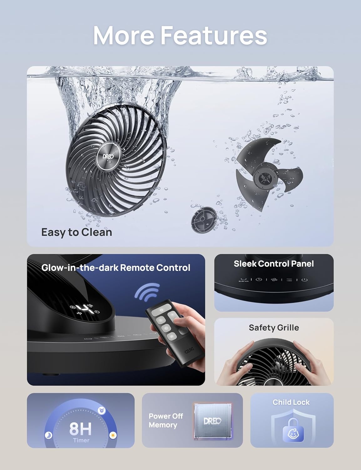 image:imageDREO Fan for Bedroom 13Inch Oscillating Table Air Circulator Fan for Whole Room 120 Tilt Adjustment 25dB UltraQuiet 75ft Powerful Airflow 4 Speeds Desk Fans with Remote for Home OfficeBlack