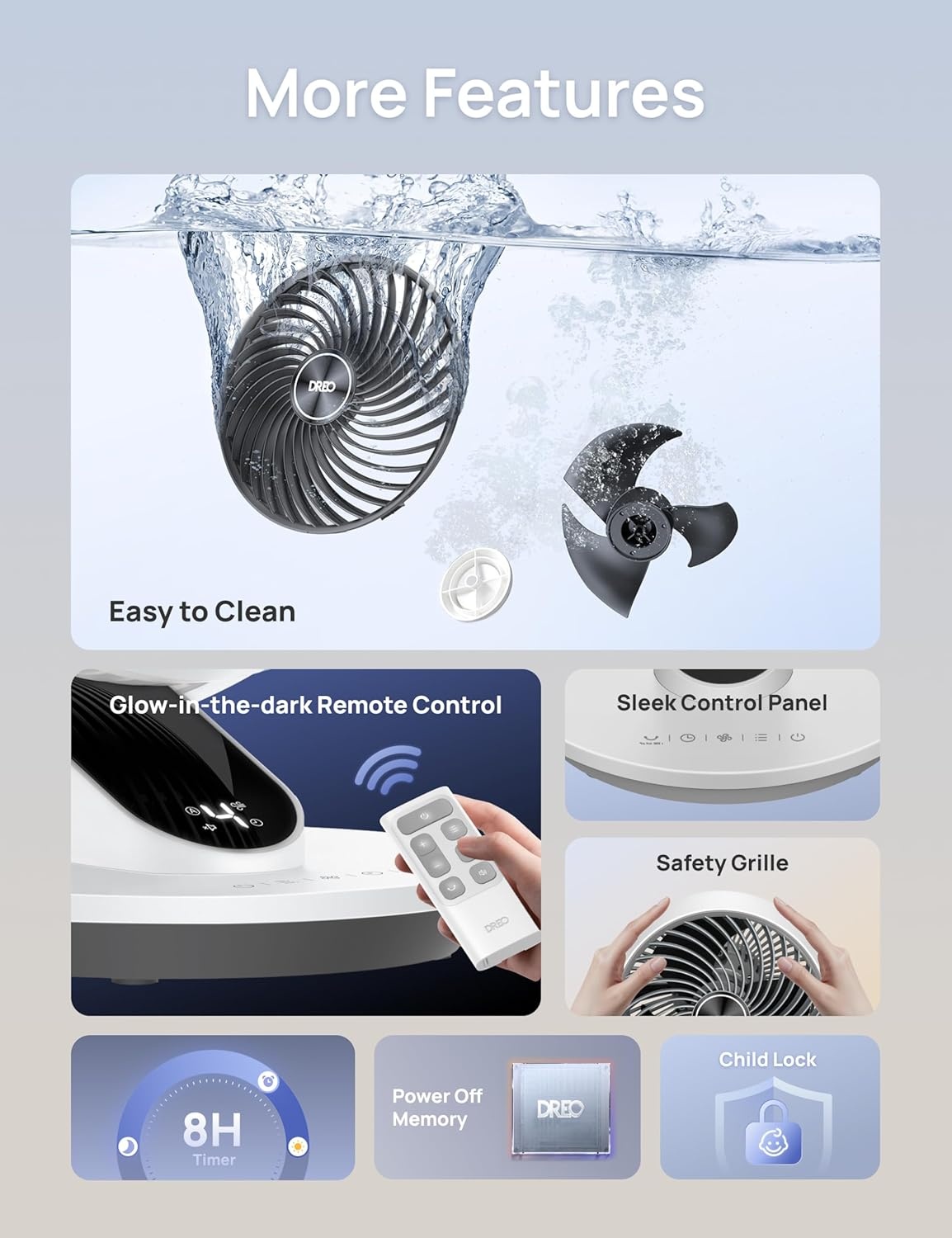 image:imageDREO Fan for Bedroom 13Inch Oscillating Table Air Circulator Fan for Whole Room 120 Tilt Adjustment 25dB UltraQuiet 75ft Powerful Airflow 4 Speeds Desk Fans with Remote for Home OfficeWhite