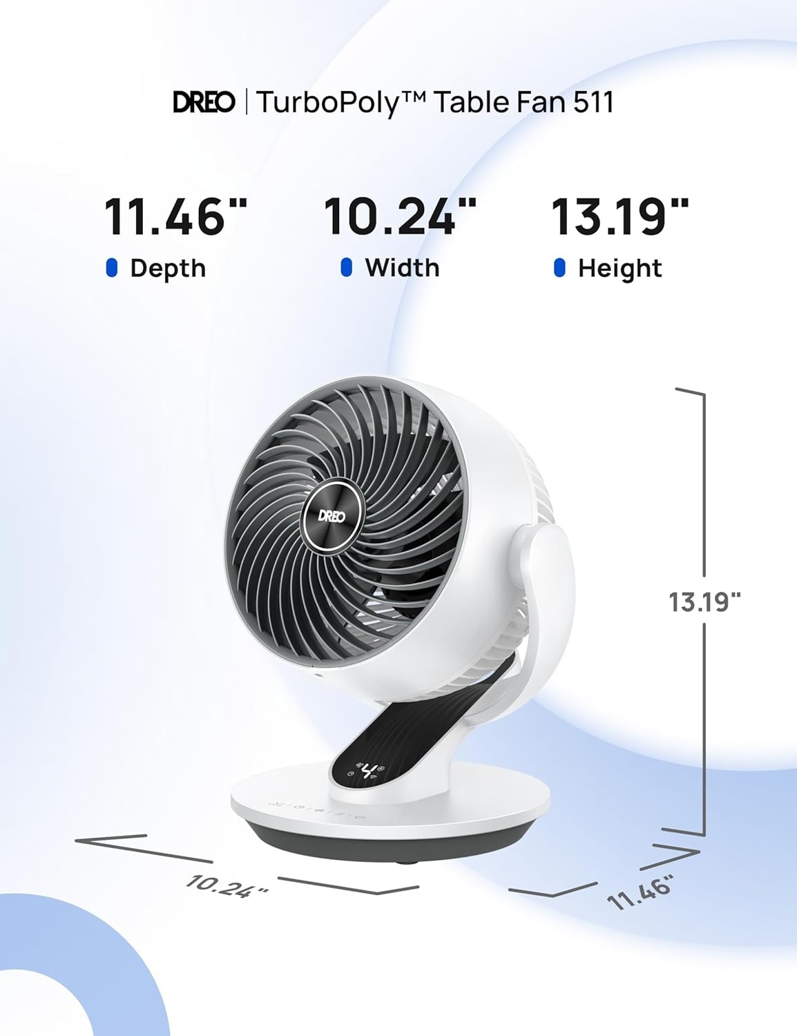 image:imageDREO Fan for Bedroom 13Inch Oscillating Table Air Circulator Fan for Whole Room 120 Tilt Adjustment 25dB UltraQuiet 75ft Powerful Airflow 4 Speeds Desk Fans with Remote for Home OfficeWhite