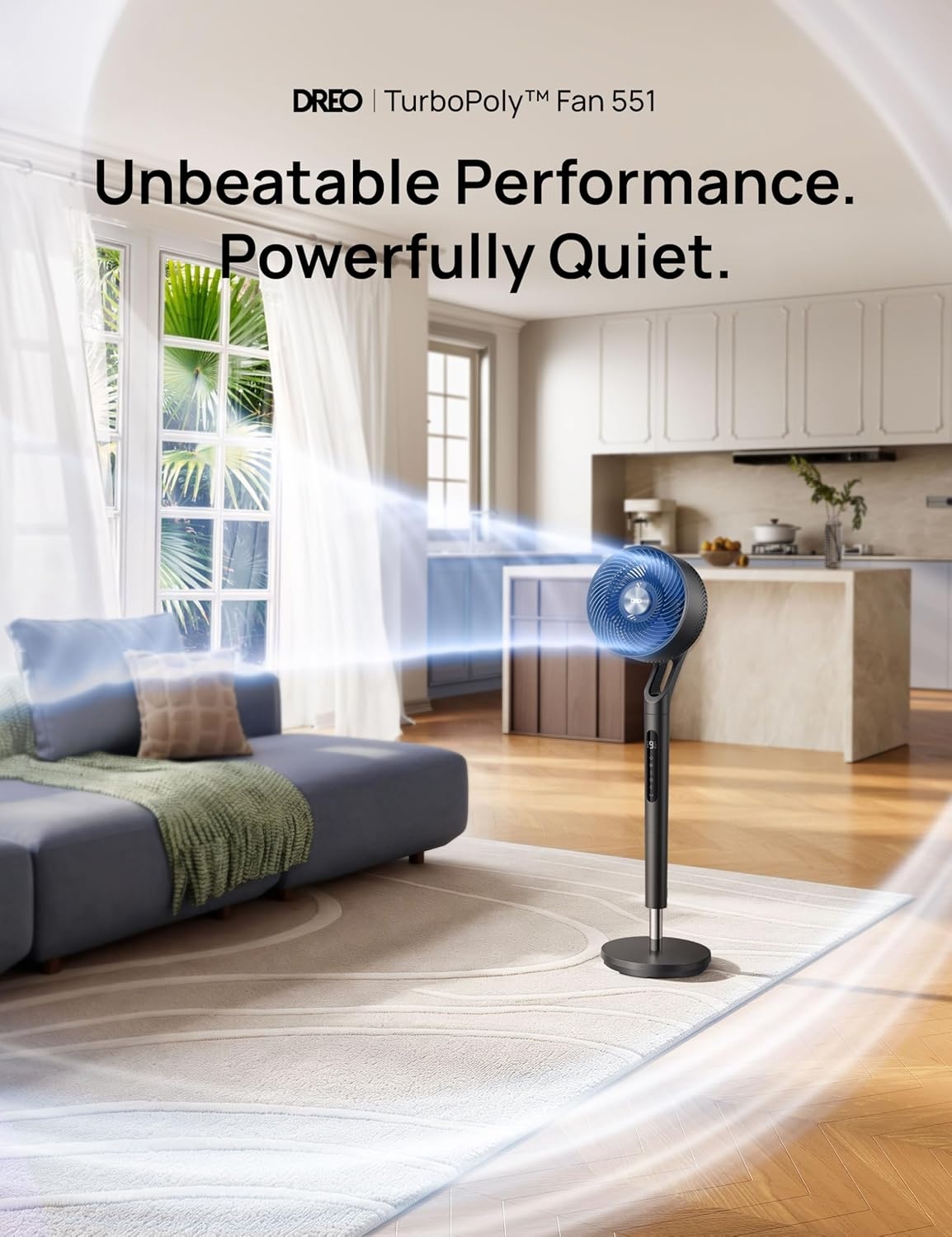 image:imageDREO Fan for Bedroom 2026 New model120100 OmniDirectional Oscillating Fan 96ft DC Motor 20 dB Quiet Standing Pedestal Fans 9 Speeds 3 Modes Remote 3742 Adjustable Height 8H Timer