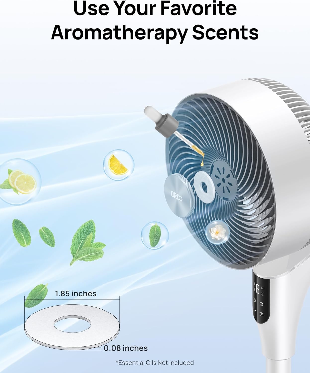 image:imageDREO Fan for Bedroom 2026 Upgraded 90ft Airflow 20dB Quiet Fan 90 Oscillating Standing Fan for Whole Room DC Motor 8H Speeds 3 Modes 3842 Adjustable Height 8H Timer 105 Manual VerticalWhite