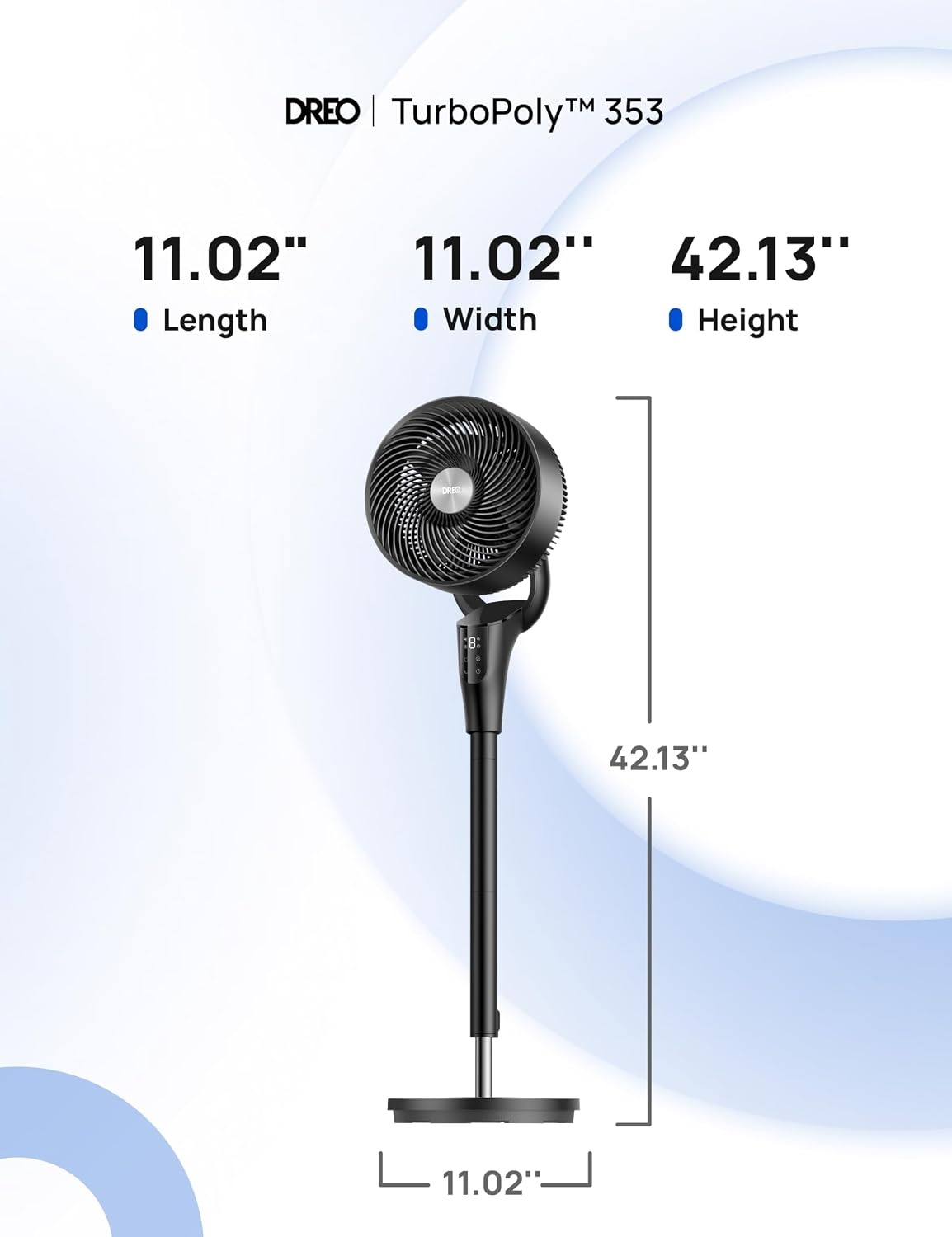 image:imageDREO Fan for Bedroom 2026 Upgraded 90ft Airflow 20dB Quiet Fan 90 Oscillating Standing Fan for Whole Room DC Motor 8H Speeds 3 Modes 3842 Adjustable Height 8H Timer 105 Manual VerticalBlack