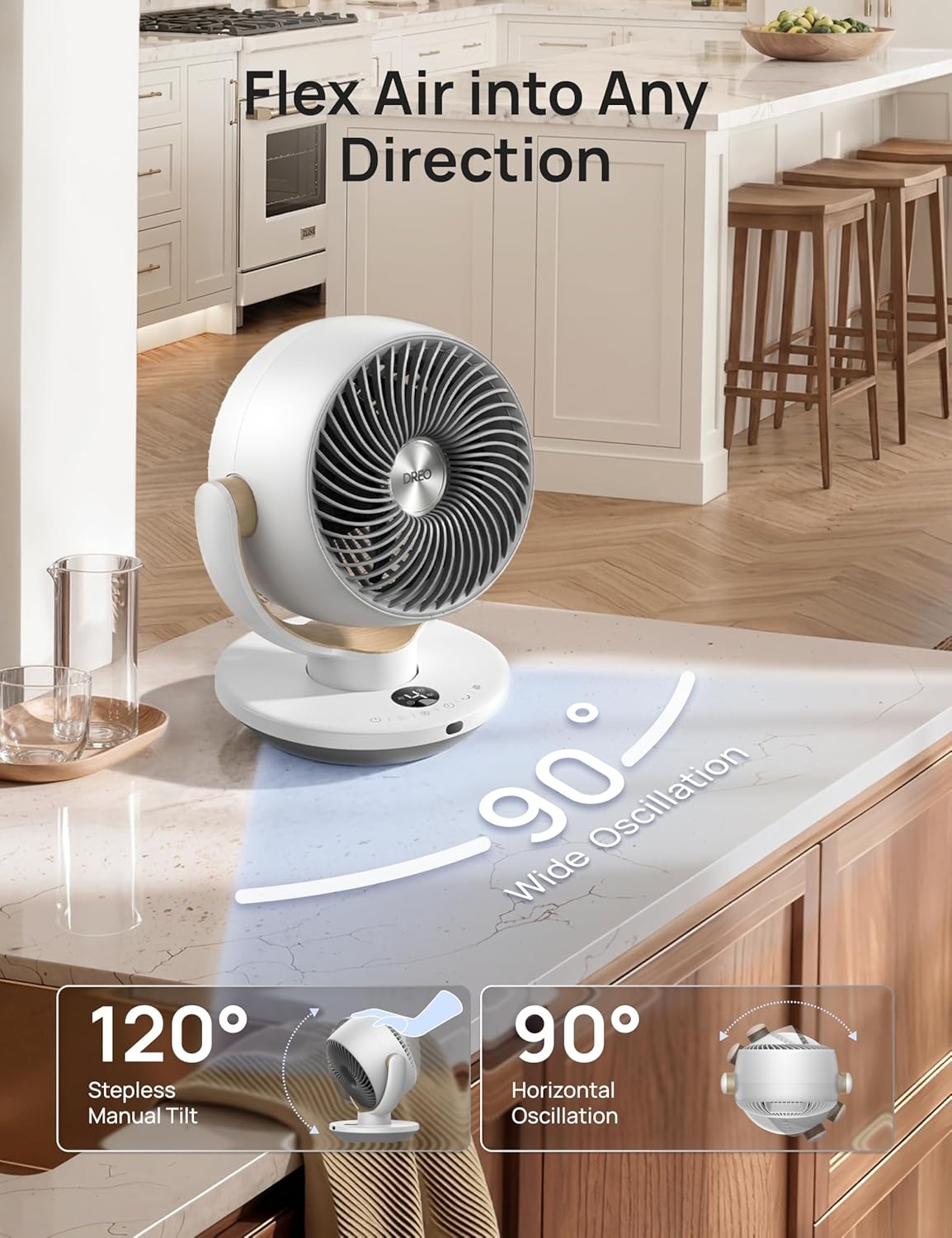 image:imageDREO Fan for Bedroom Desk Air Circulator Fans with Remote 11 Inch Table Fan for Whole Room 65ft Powerful Airflow 120 Vertical Manual and 90 Oscillating 4 Speeds 8H Timer 25dB Quiet HomePury White