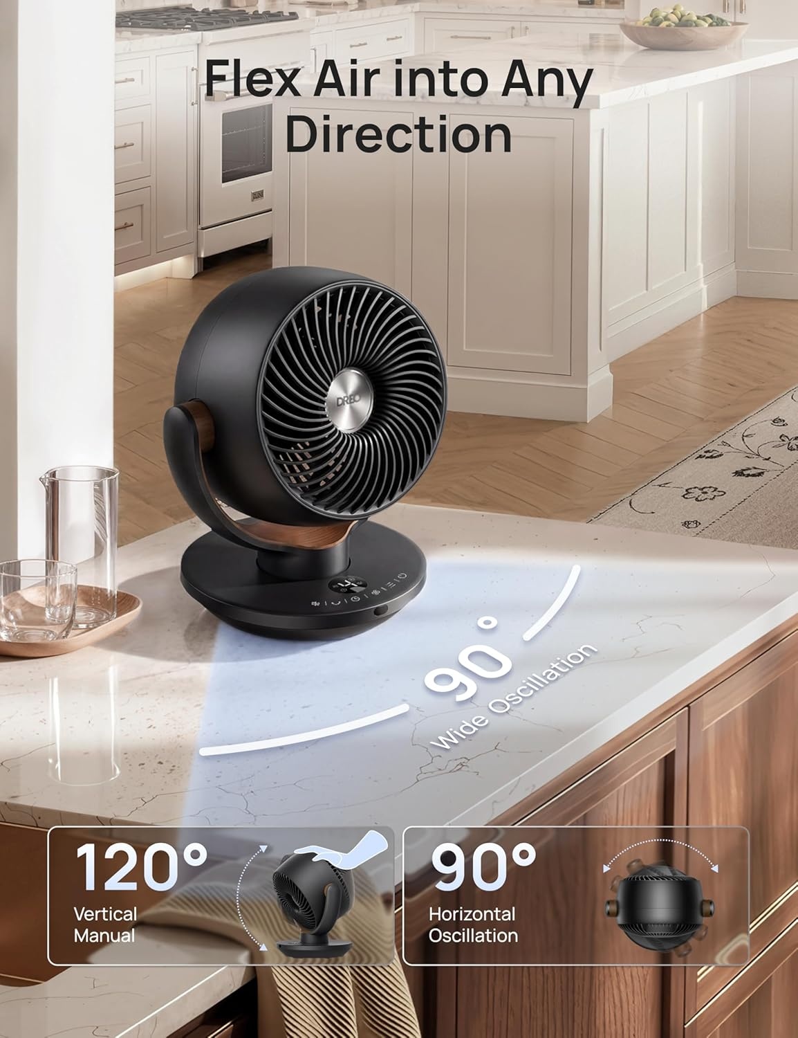 image:imageDREO Fan for Bedroom Desk Air Circulator Fans with Remote 11 Inch Table Fan for Whole Room 65ft Powerful Airflow 120 Vertical Manual and 90 Oscillating 4 Speeds 8H Timer 25dB Quiet HomeBlack