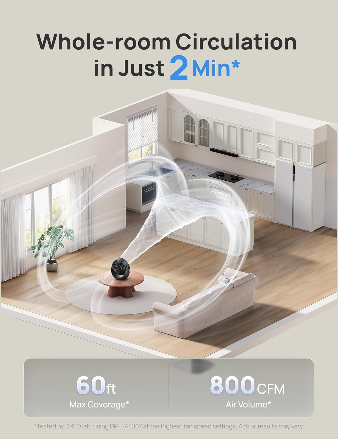 image:imageDREO Fan for Bedroom Table Air Circulator for Whole Room 11 Inch 60ft Strong Airflow 120 adjustable tilt 20db Low Noise Quiet 3 Speeds Desk Fan for HomeOffice KitchenBlack