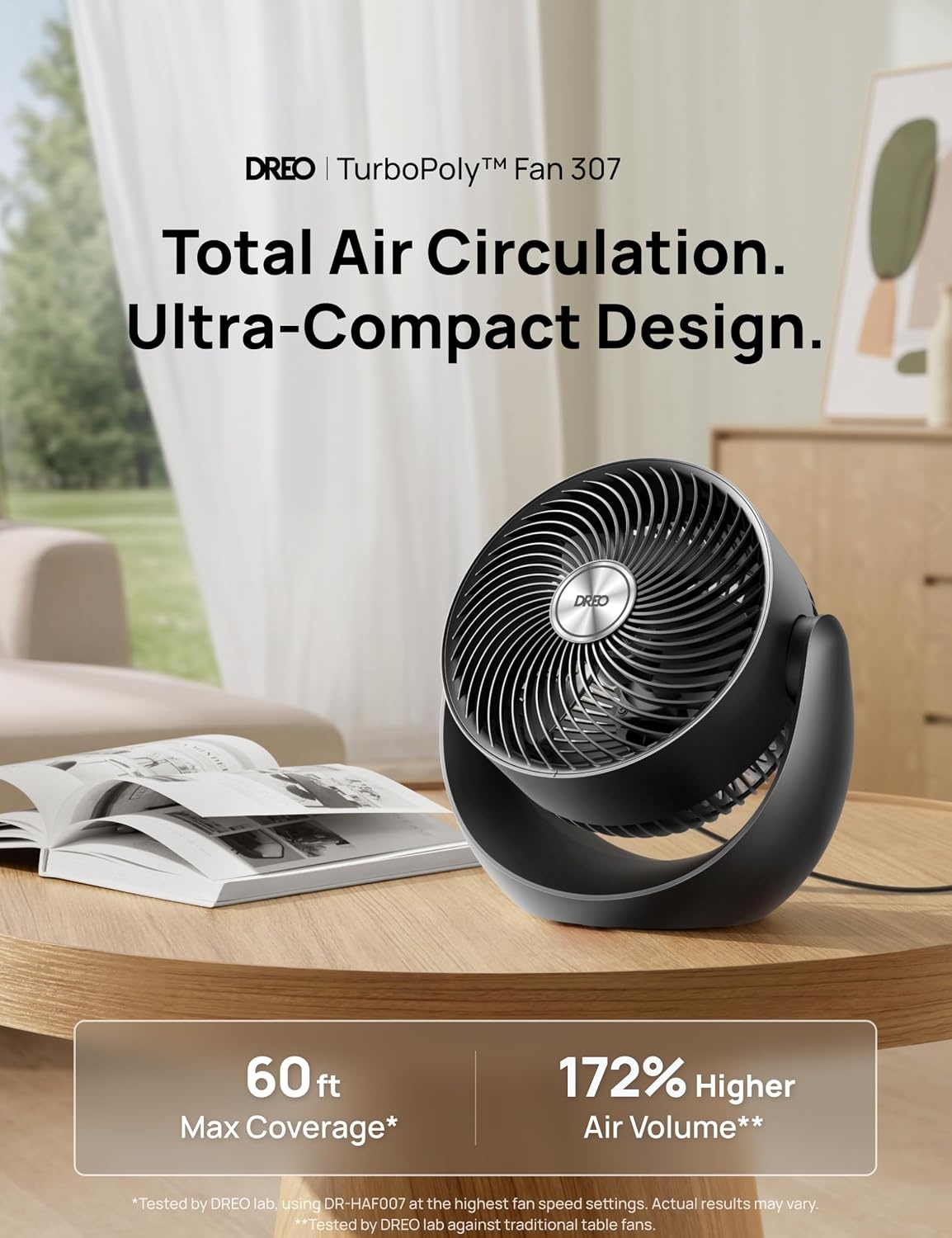 image:imageDREO Fan for Bedroom Table Air Circulator for Whole Room 11 Inch 60ft Strong Airflow 120 adjustable tilt 20db Low Noise Quiet 3 Speeds Desk Fan for HomeOffice KitchenBlack