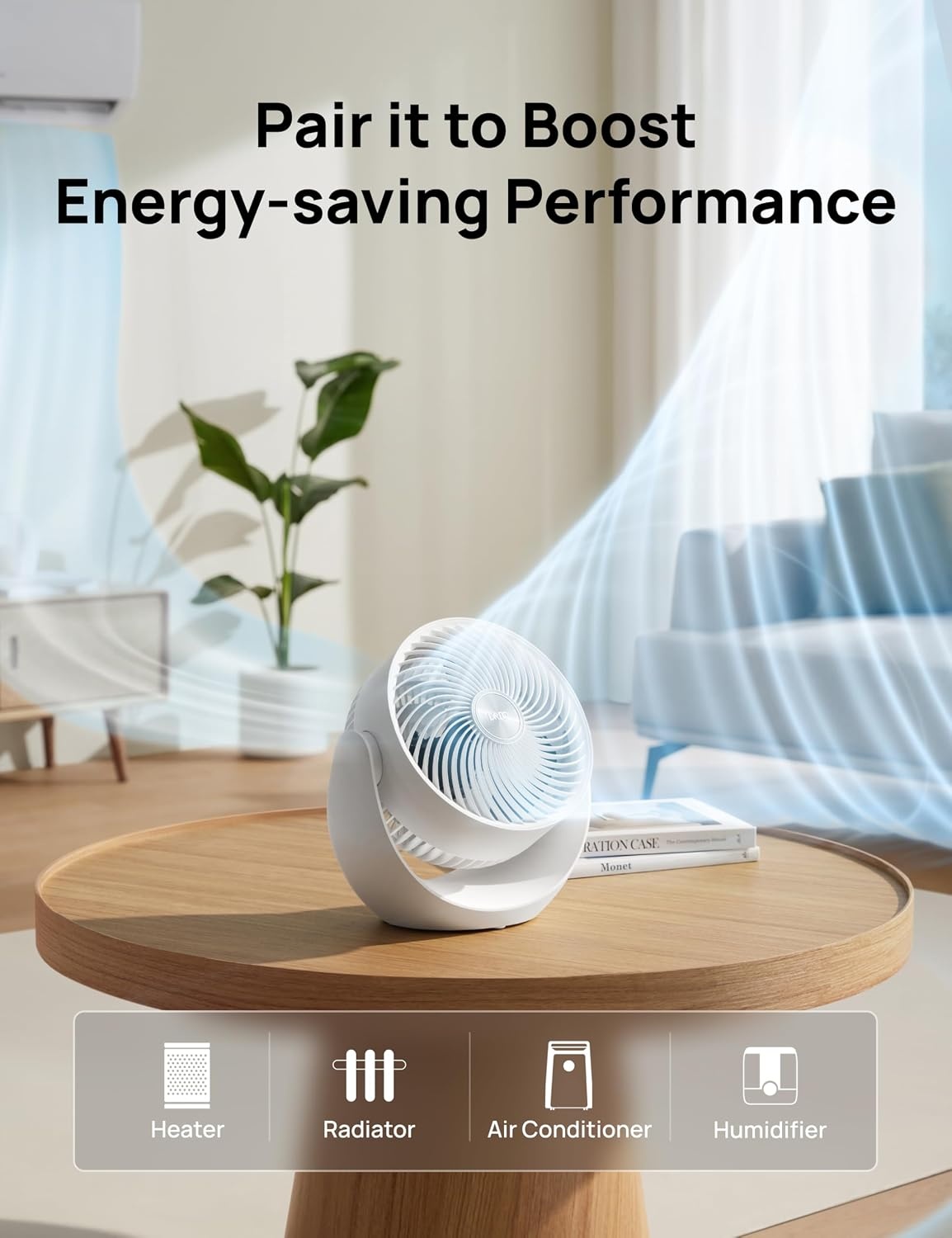 image:imageDREO Fan for Bedroom Table Air Circulator for Whole Room 11 Inch 60ft Strong Airflow 120 adjustable tilt 20db Low Noise Quiet 3 Speeds Desk Fan for HomeOffice KitchenWhite