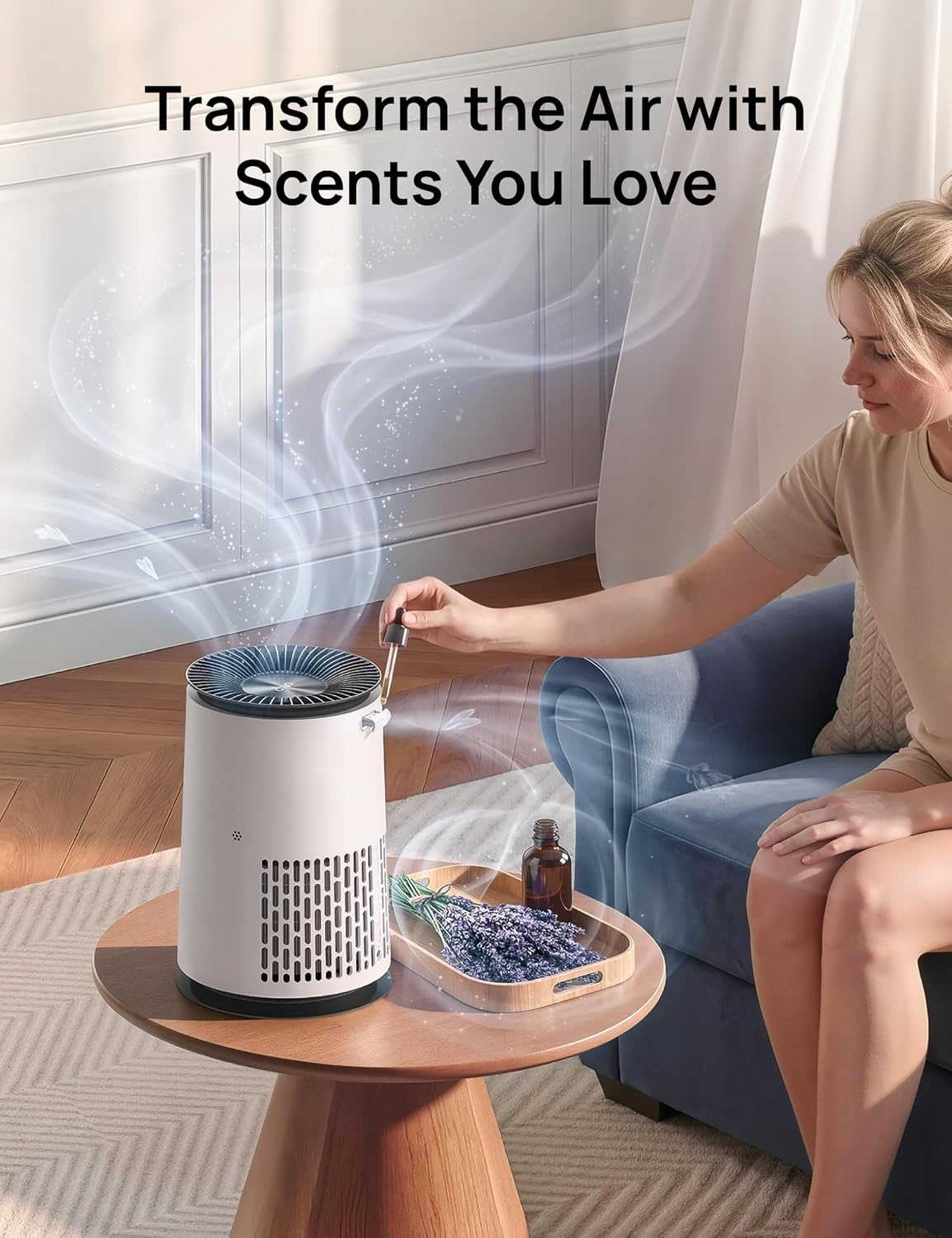 image:imageDREO Home Air Purifier 338 Bedroom HEPA Air Cleaner for Dorm Room Pets Smoke Dust PollenOdor with Scent DiffuserPM25 Quality Monitor 4 Fan Speeds amp AutoTurbo18dB Quiet Sleep Mode DRHAP008