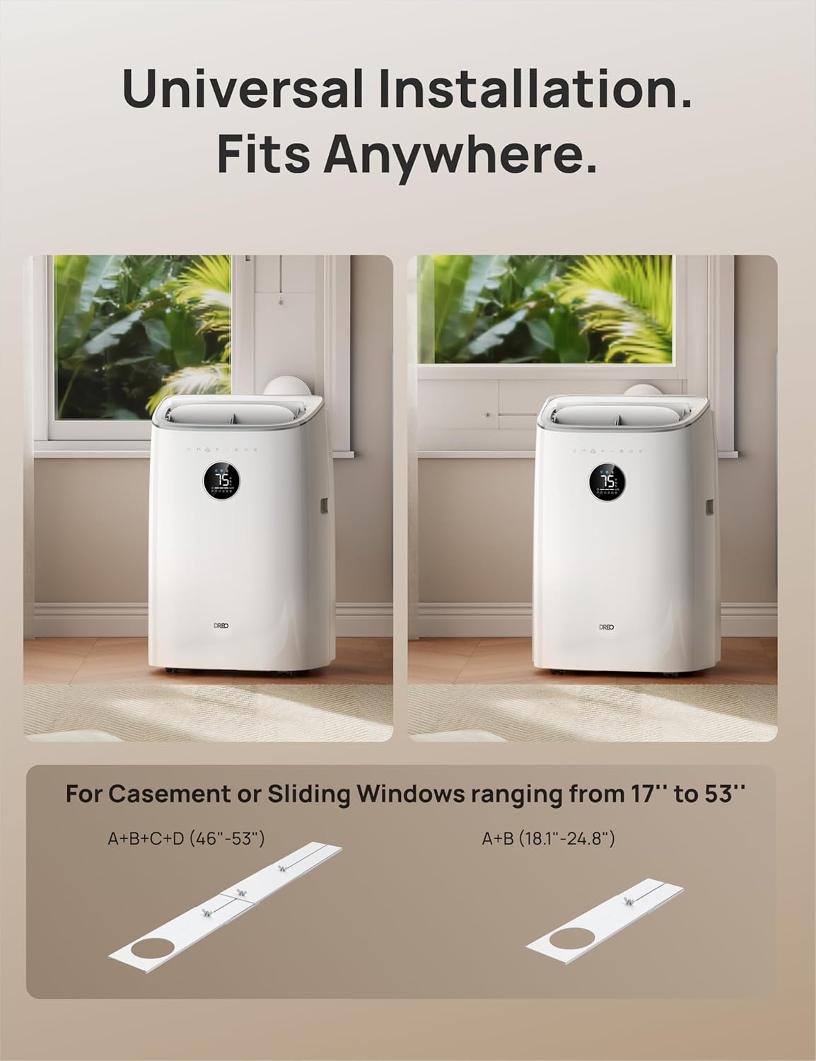 image:imageDREO Portable Air Conditioner 318S 8000 BTU ASHRAE 5000 BTU DOE Smart AC Unit for Bedroom with Drainagefree Cooling FanampDehumidifier 3 in 1 APPVoiceRemote Quiet Standing AC for Room IndoorsWhite
