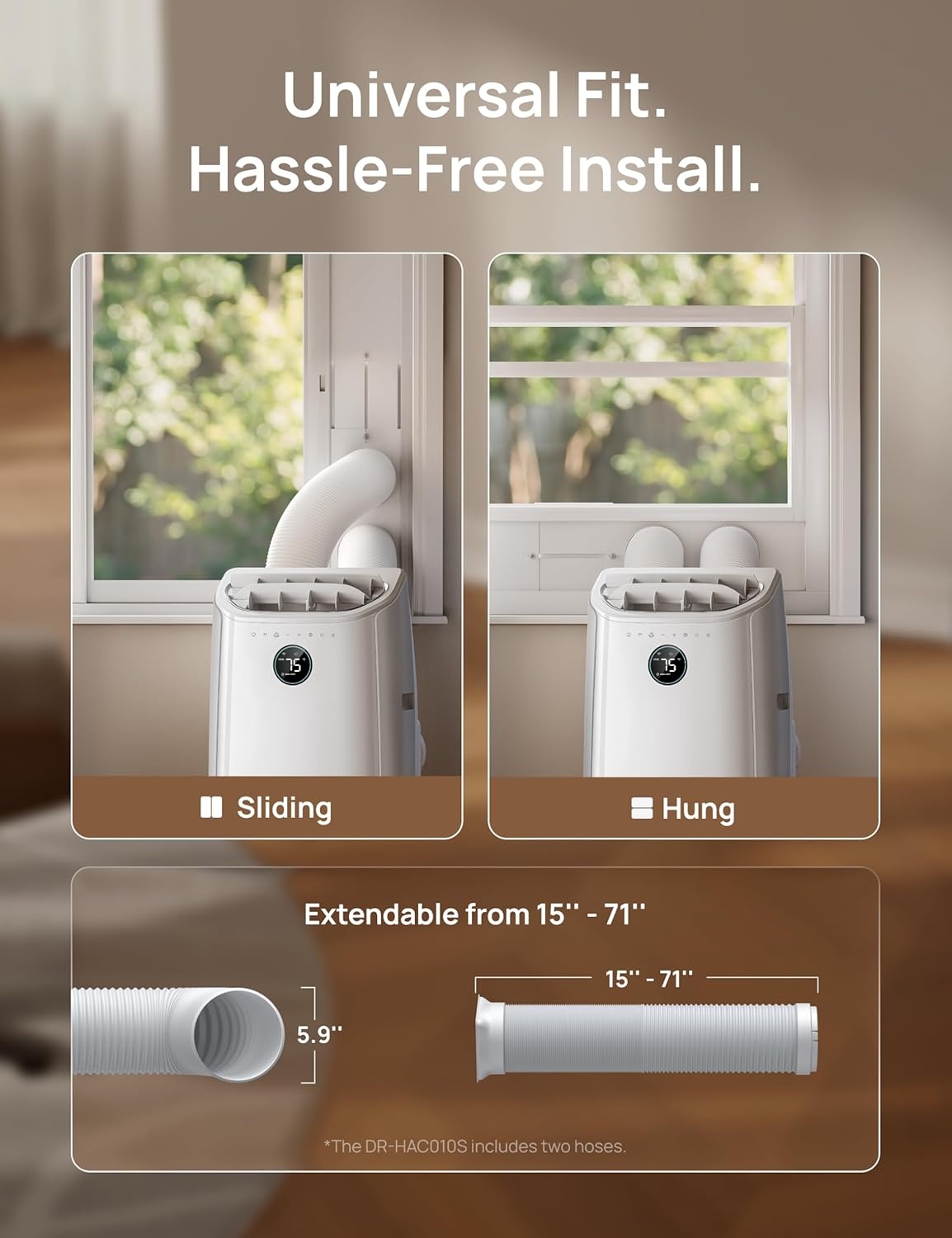 image:imageDREO Portable Air Conditioner 515S 12000 BTU ASHRAE 8000 BTU DOE Smart AC Unit for Bedroom with Drainagefree Cooling FanampDehumidifier 3 in 1 APPVoiceRemote Quiet Standing AC for Room IndoorsWhite Inverter