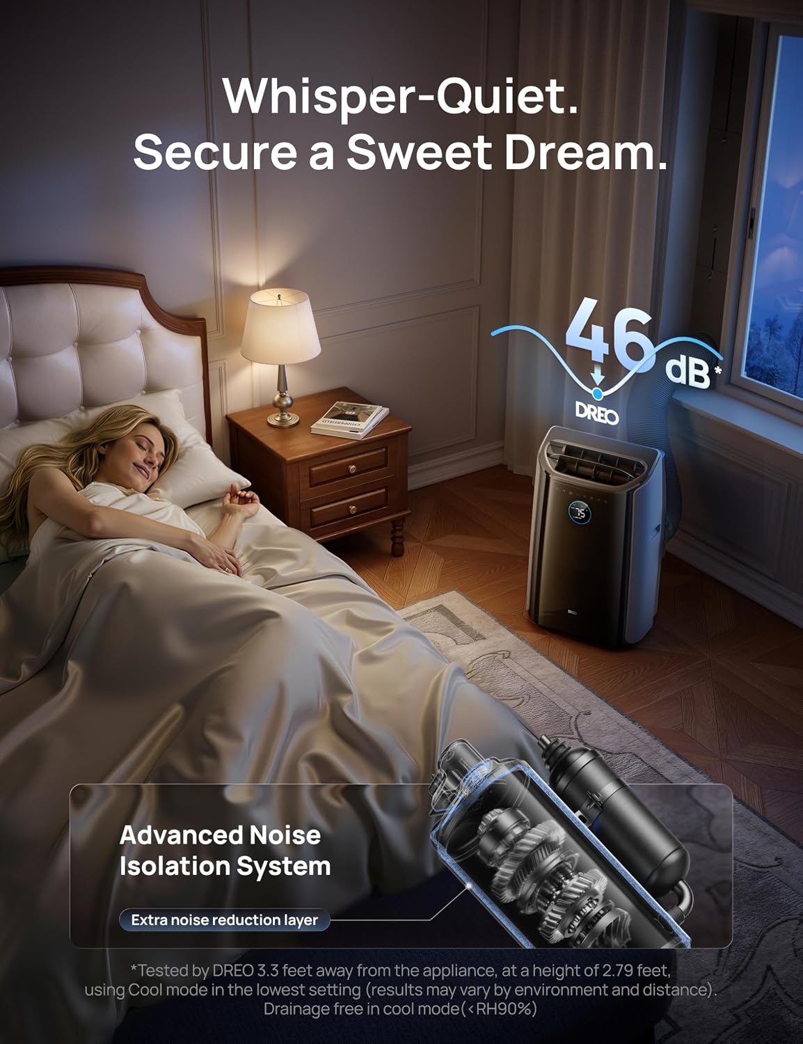 image:imageDREO Portable Air Conditioner 515S 12000 BTU ASHRAE 8000 BTU DOE Smart AC Unit for Bedroom with Drainagefree Cooling FanampDehumidifier 3 in 1 APPVoiceRemote Quiet Standing AC for Room IndoorsBlack