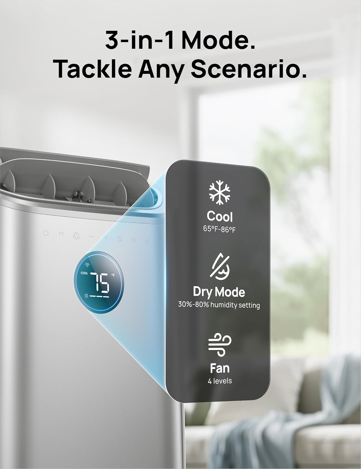 image:imageDREO Portable Air Conditioners 12000 BTU AC Unit for Bedroom with Drainagefree Cooling 46dB Quiet APPVoiceRemote 24h Timer with Fan amp Dehumidifier Smart Standing AC for Room Indoors AC515SSilver