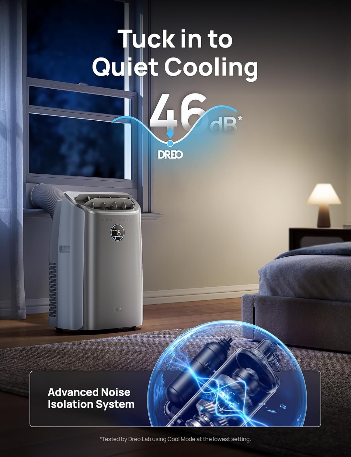 image:imageDREO Portable Air Conditioners 12000 BTU AC Unit for Bedroom with Drainagefree Cooling 46dB Quiet APPVoiceRemote 24h Timer with Fan amp Dehumidifier Smart Standing AC for Room Indoors AC515SSilver