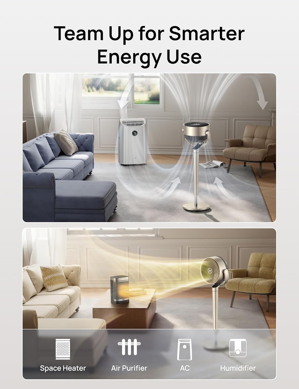 image:imageDREO Smart Fan for Bedroom 110ft Pedestal Fan with DC Motor 150120 OmniDirectional Oscillation Quiet Floor Fan with Smart Control 9 Speeds 6 Modes 43 Inches 12H Timer WiFiVoiceAlexaGold