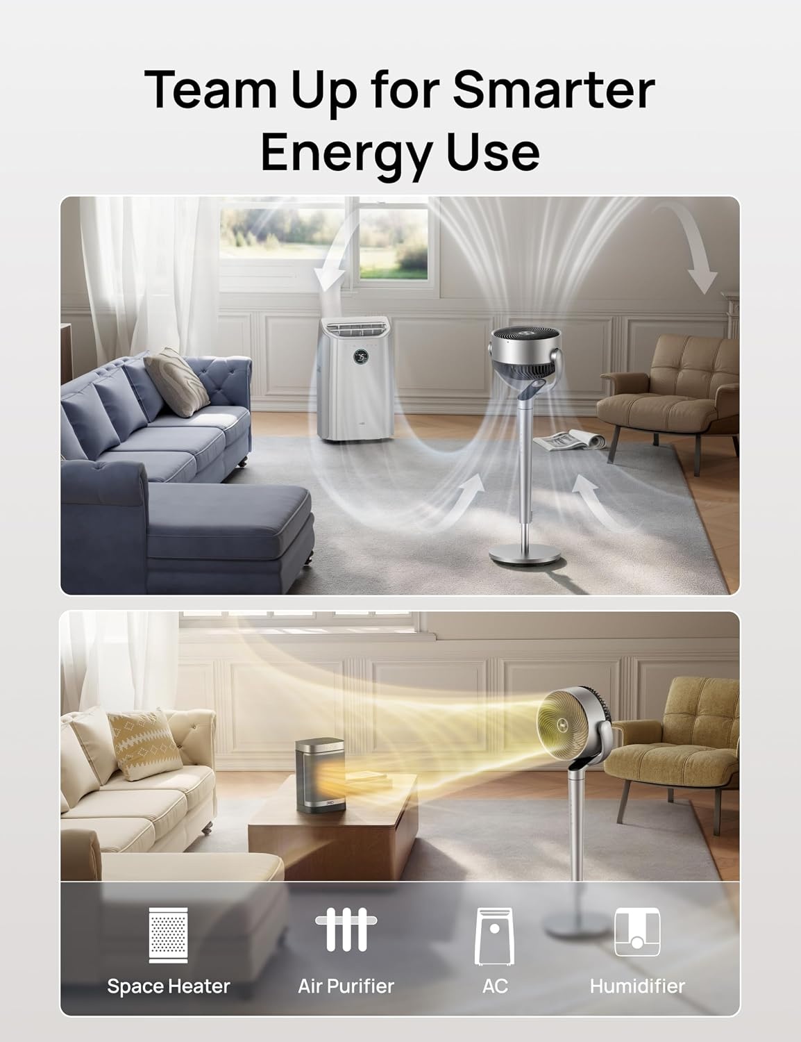image:imageDREO Smart Fan for Bedroom 110ft Pedestal Fan with DC Motor 150120 OmniDirectional Oscillation Quiet Floor Fan with Smart Control 9 Speeds 6 Modes 43 Inches 12H Timer WiFiVoiceAlexaSilver