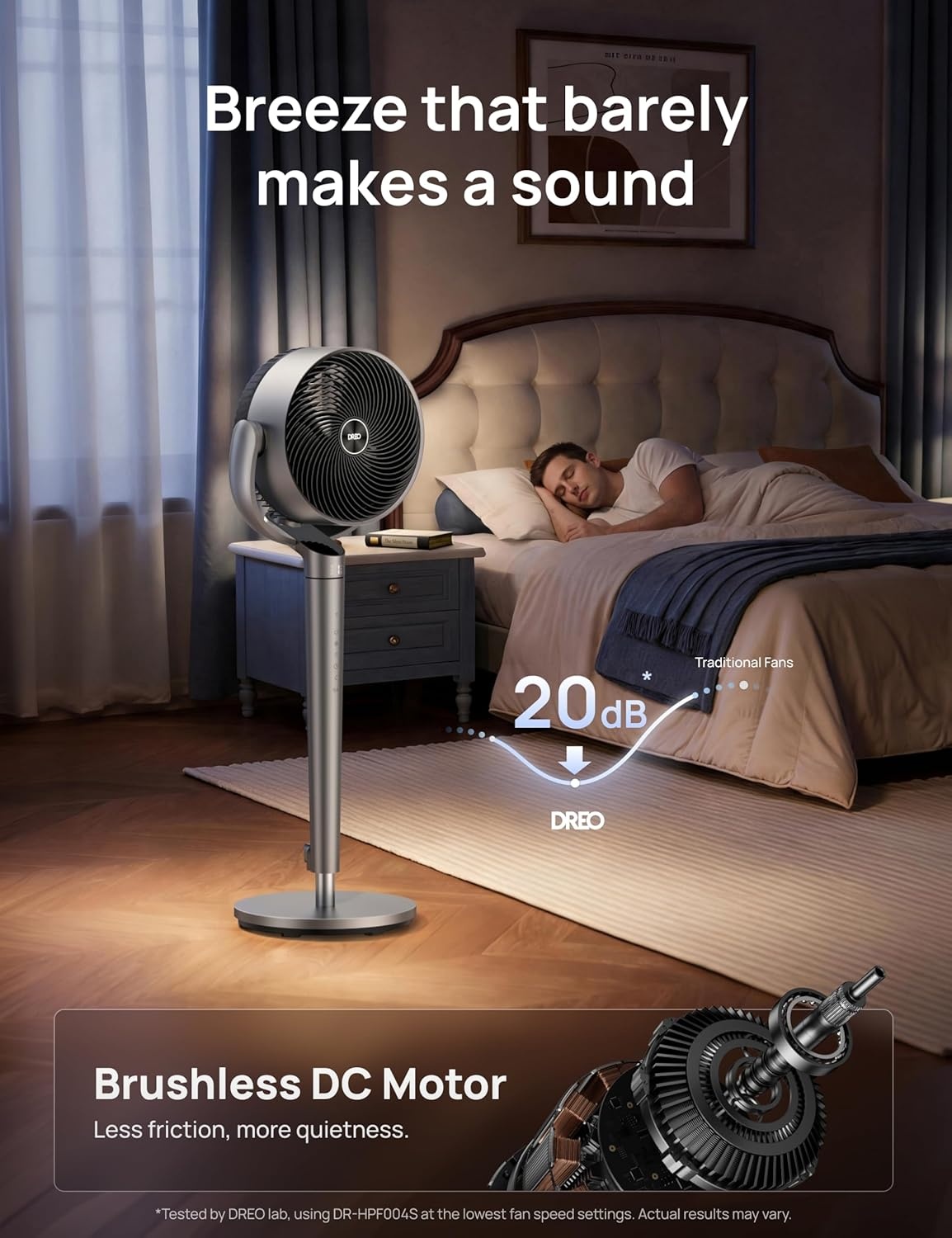 image:imageDREO Smart Fan for Bedroom 110ft Pedestal Fan with DC Motor 150120 OmniDirectional Oscillation Quiet Floor Fan with Smart Control 9 Speeds 6 Modes 43 Inches 12H Timer WiFiVoiceAlexaSilver