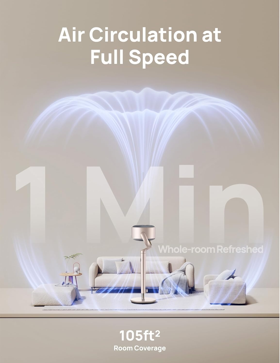 image:imageDREO Smart Fan for Bedroom 120 120 OmniDirectional Oscillating Fans 100ft Quiet Pedestal Fan with RGB Light 9 Speeds 6 Modes 20dB 8H Timer WiFiVoiceAlexa 3540 Floor Fans with Remotestarlight