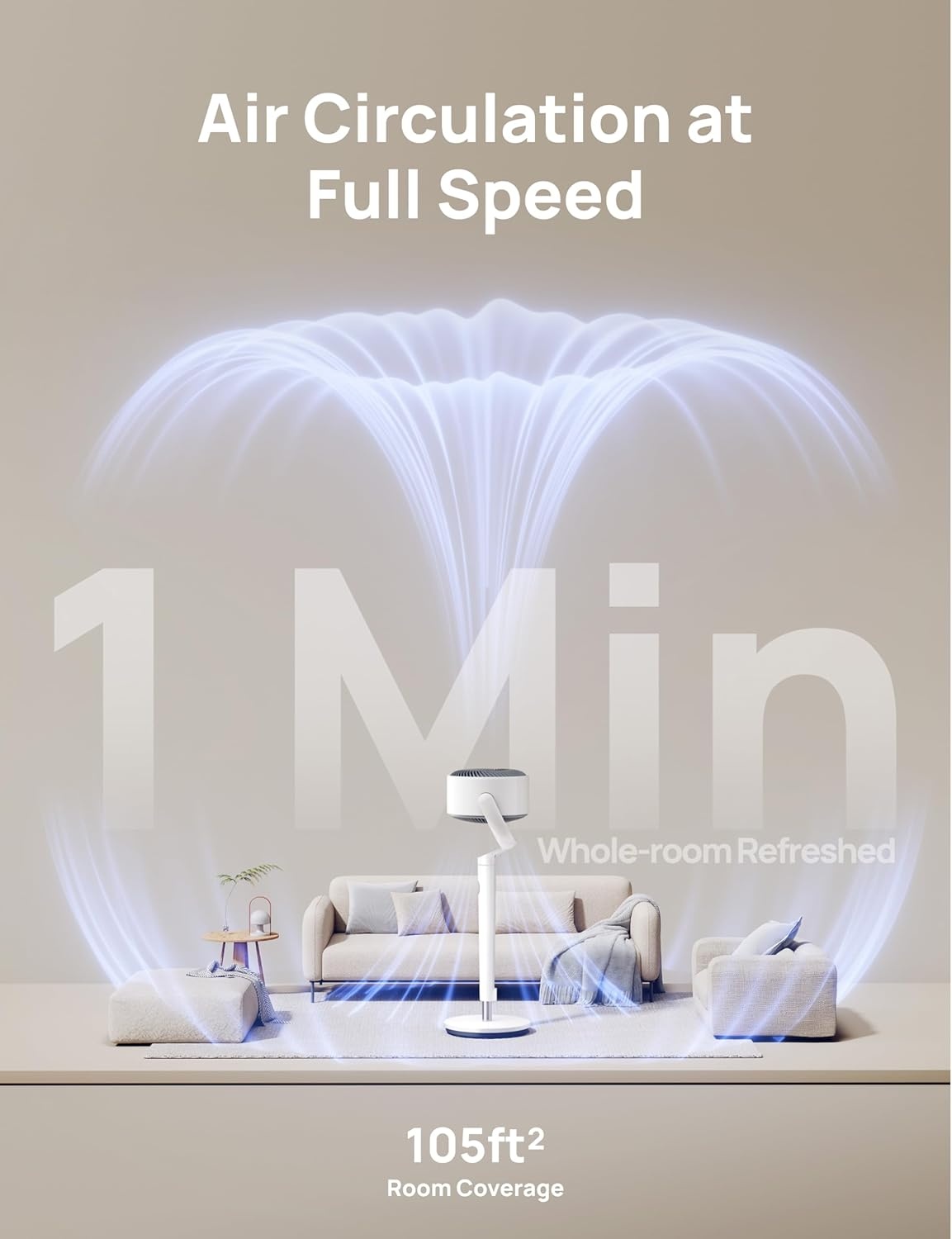 image:imageDREO Smart Fan for Bedroom 120 120 OmniDirectional Oscillating Fans 100ft Quiet Pedestal Fan with RGB Light 9 Speeds 6 Modes 20dB 8H Timer WiFiVoiceAlexa 3540 Floor Fans with RemoteWhite