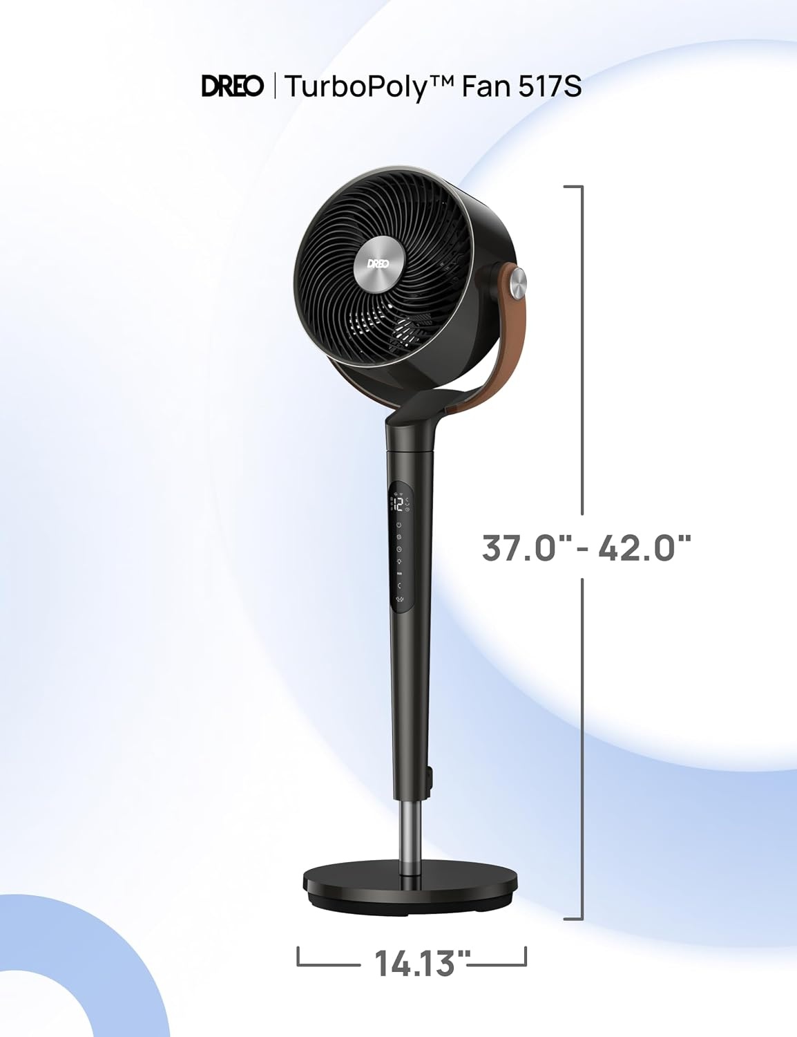 image:imageDREO Smart Fan for Bedroom 120105 Omnidirectional Oscillating Quiet 20dB Fan 100ft Air Circulator Pedestal Fan with DC Motor 8 Speeds 6 Modes 3743 Height WiFiVoiceAlexa no lightBlack