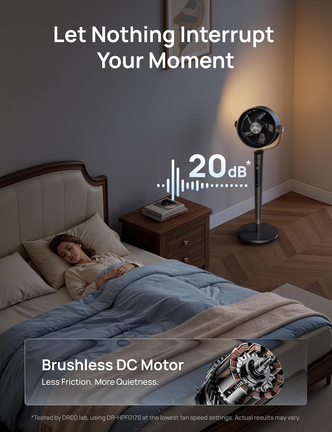 image:imageDREO Smart Fan for Bedroom 120105 Omnidirectional Oscillating Quiet 20dB Fan 100ft Air Circulator Pedestal Fan with DC Motor 8 Speeds 6 Modes 3743 Height WiFiVoiceAlexa no lightBlack