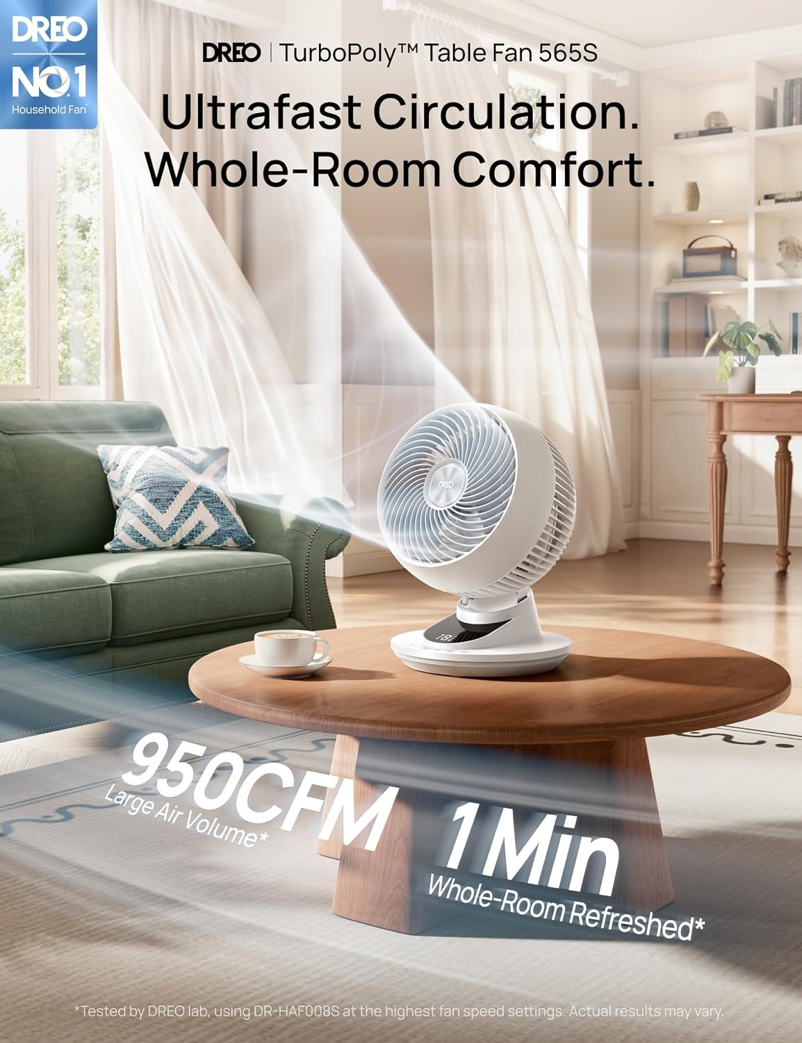 image:imageDREO Smart Fan for Bedroom Powerful 85 ft Airflow 12 Inches Desk Fans in 20dB Quiet 9090 oscillating fans AppVoice Control 9 Speeds amp 812H Timer for Home Office DormWhite