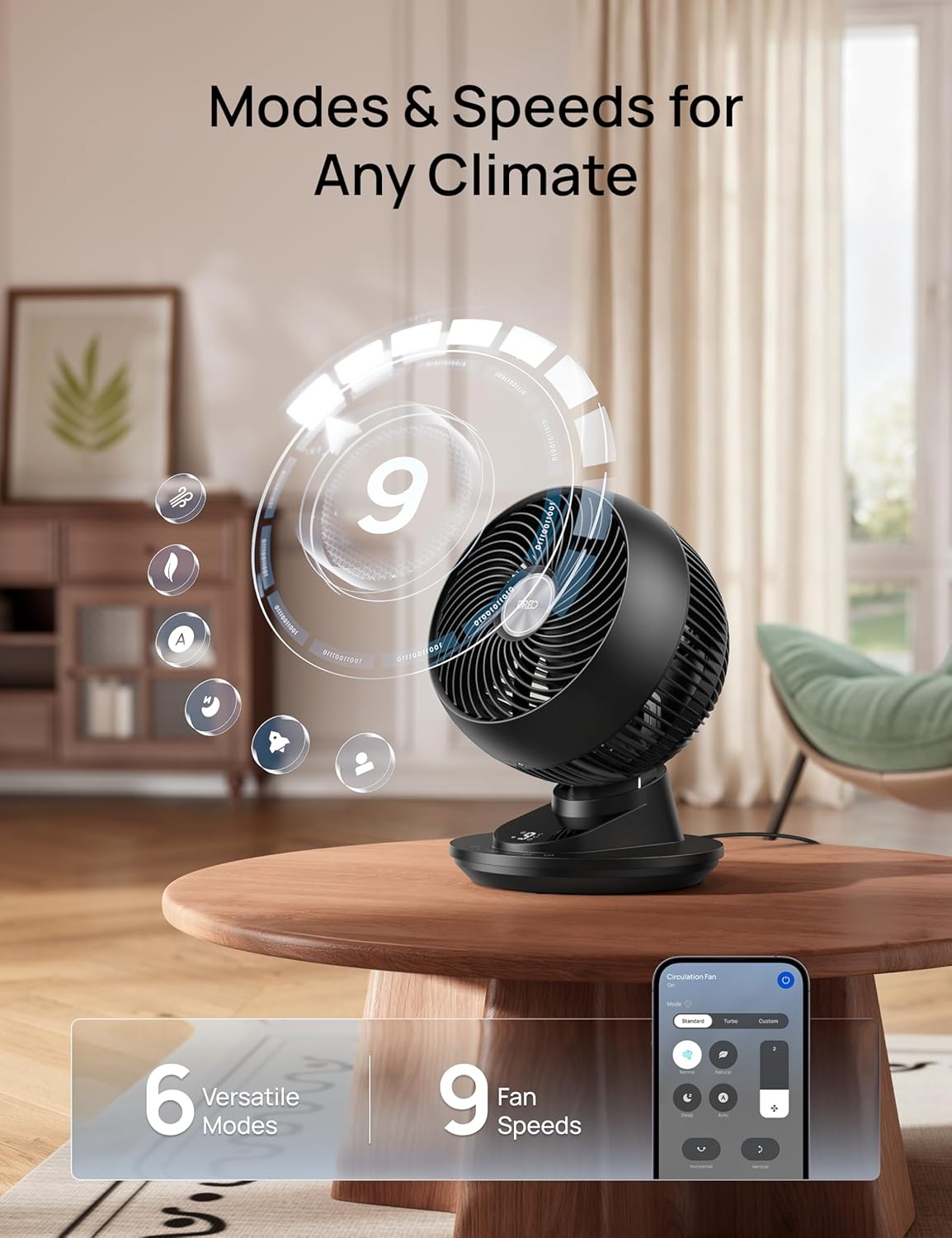 image:imageDREO Smart Fan for Bedroom Powerful 85 ft Airflow 12 Inches Desk Fans in 20dB Quiet 9090 oscillating fans AppVoice Control 9 Speeds amp 812H Timer for Home Office DormBlack