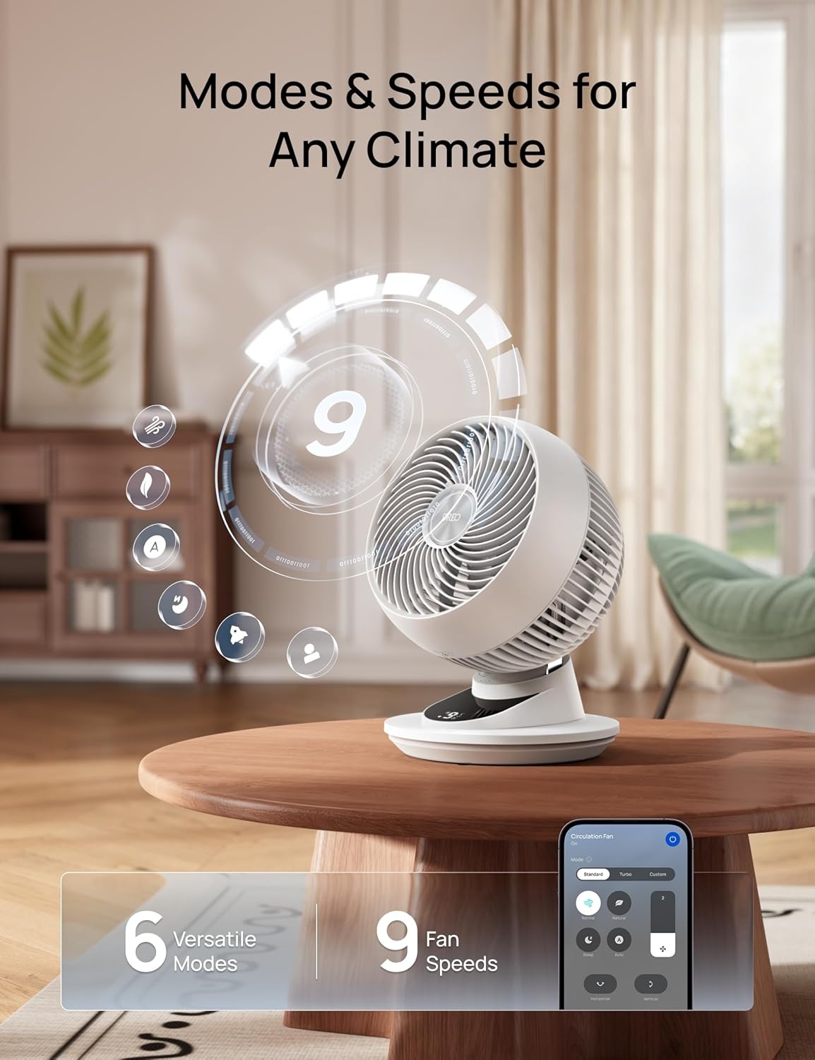 image:imageDREO Smart Fan for Bedroom Powerful 85 ft Airflow 12 Inches Desk Fans in 20dB Quiet 9090 oscillating fans AppVoice Control 9 Speeds amp 812H Timer for Home Office DormWhite