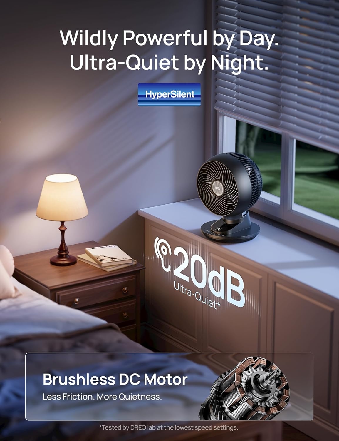 image:imageDREO Smart Fan for Bedroom Powerful 85 ft Airflow 12 Inches Desk Fans in 20dB Quiet 9090 oscillating fans AppVoice Control 9 Speeds amp 812H Timer for Home Office DormBlack