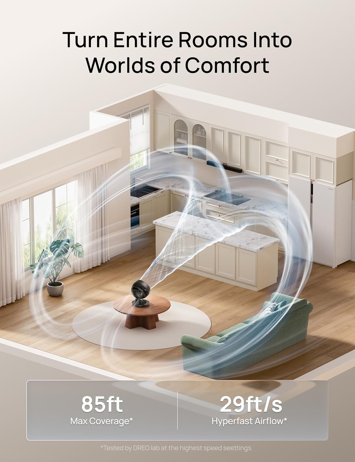image:imageDREO Smart Fan for Bedroom Powerful 85 ft Airflow 12 Inches Desk Fans in 20dB Quiet 9090 oscillating fans AppVoice Control 9 Speeds amp 812H Timer for Home Office DormBlack
