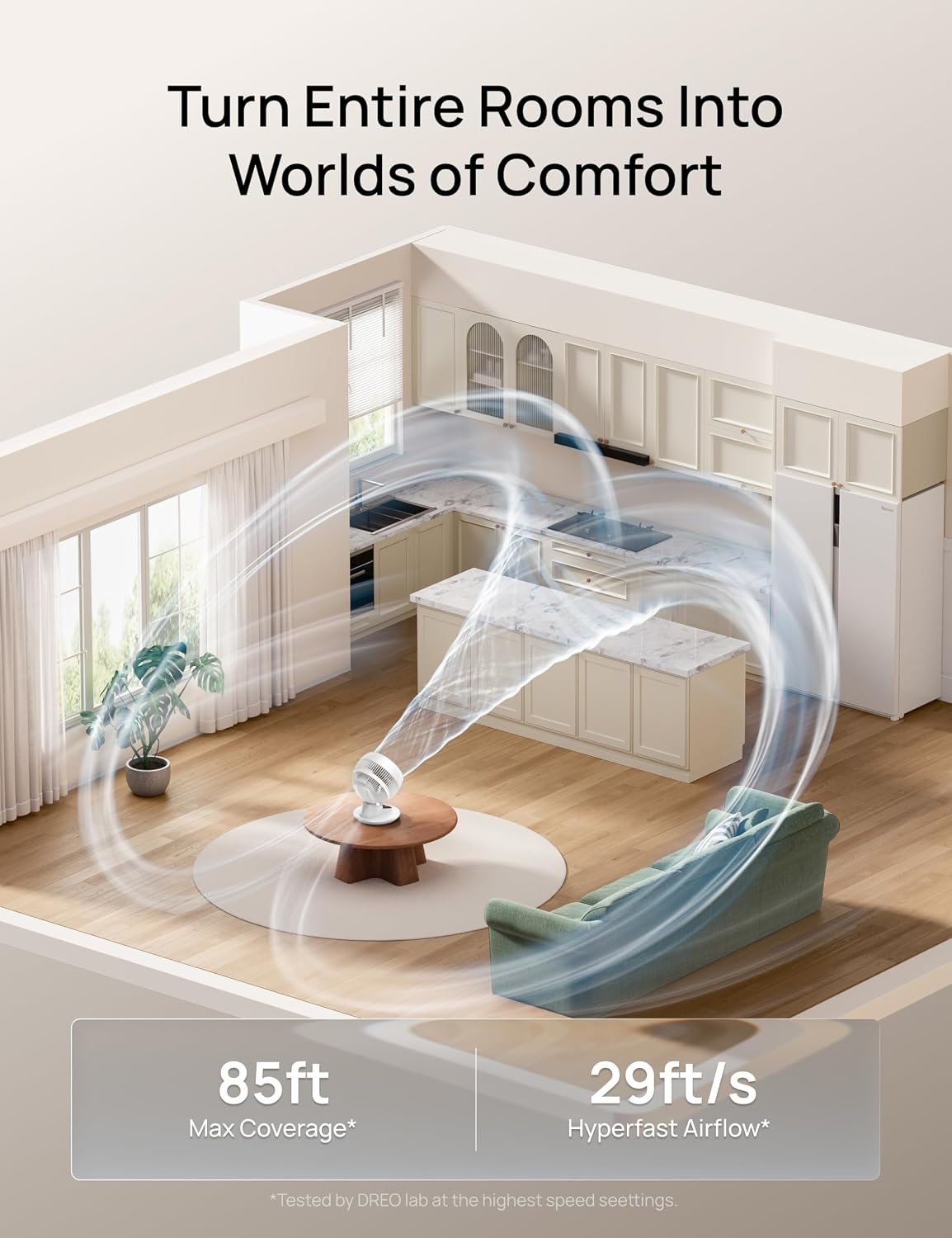 image:imageDREO Smart Fan for Bedroom Powerful 85 ft Airflow 12 Inches Desk Fans in 20dB Quiet 9090 oscillating fans AppVoice Control 9 Speeds amp 812H Timer for Home Office DormWhite