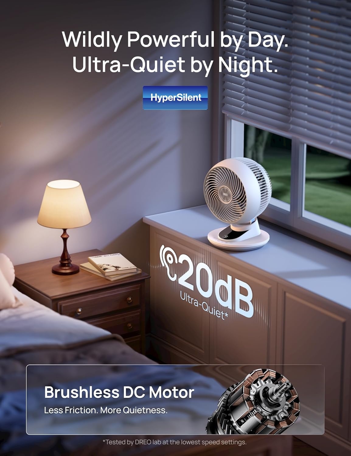 image:imageDREO Smart Fan for Bedroom Powerful 85 ft Airflow 12 Inches Desk Fans in 20dB Quiet 9090 oscillating fans AppVoice Control 9 Speeds amp 812H Timer for Home Office DormWhite