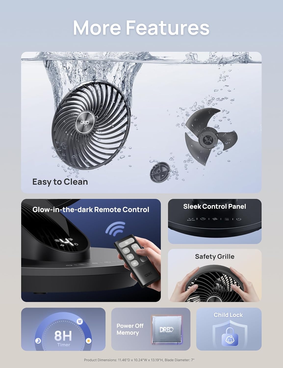 image:imageDREO Smart Fan for Bedroom120 Vertical and 90 Oscillating Fan with RemoteVoice 13 Inch Height Quiet Air Circulator for Whole Room 70 ft 4 Speeds 5 Modes 12H Timer Desk Fans for Home OfficeBlack