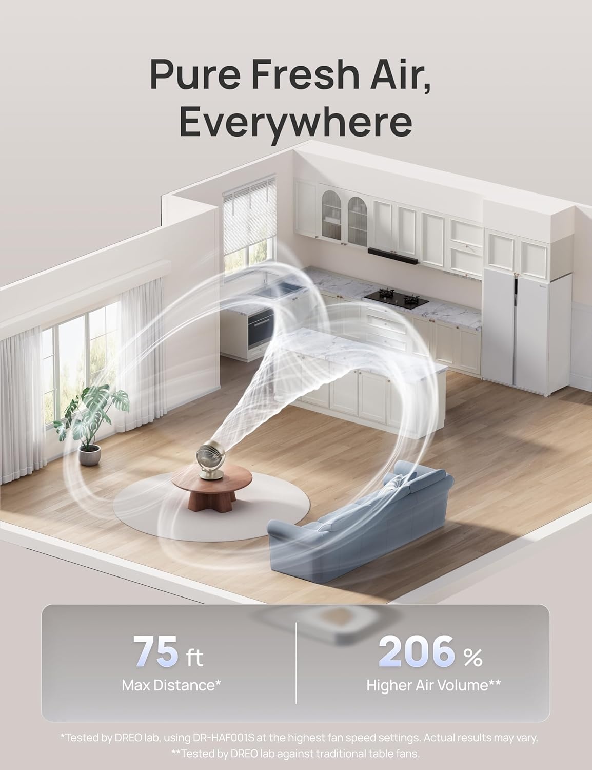 image:imageDREO Smart Fan for Bedroom120 Vertical and 90 Oscillating Fan with RemoteVoice 13 Inch Height Quiet Air Circulator for Whole Room 70 ft 4 Speeds 5 Modes 12H Timer Desk Fans for Home OfficeGold
