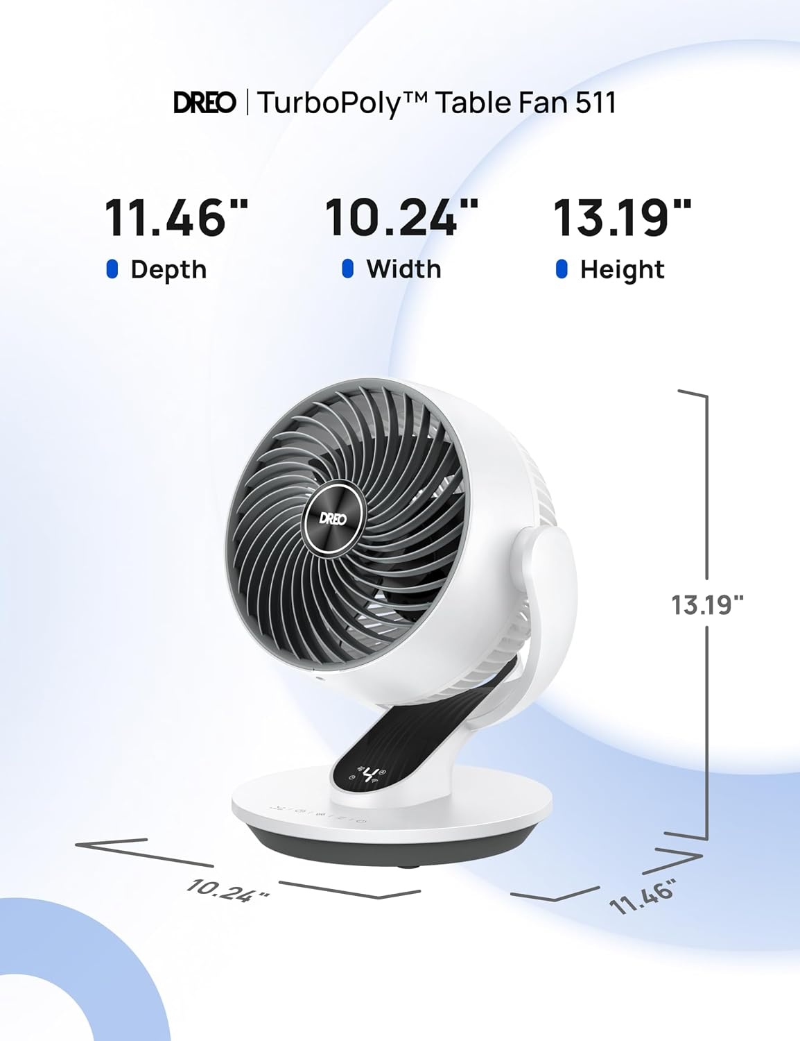 image:imageDREO Smart Fan for Bedroom120 Vertical and 90 Oscillating Fan with RemoteVoice 13 Inch Height Quiet Air Circulator for Whole Room 70 ft 4 Speeds 5 Modes 12H Timer Desk Fans for Home OfficeWhite