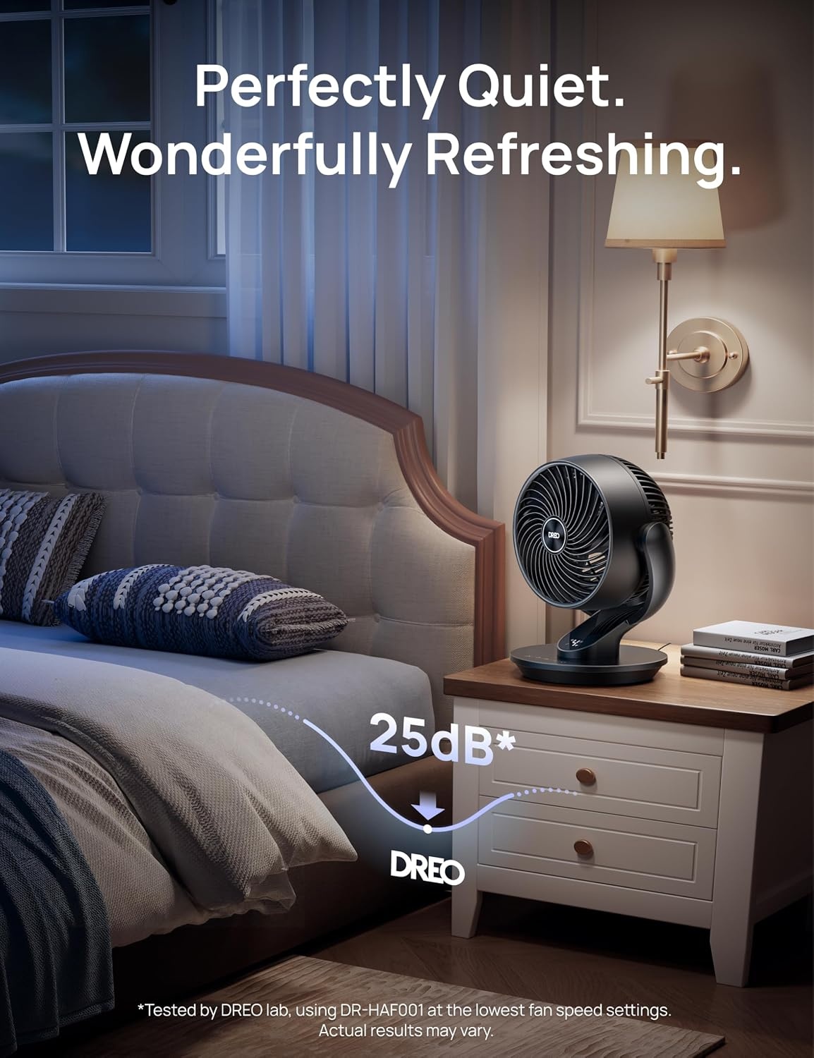 image:imageDREO Smart Fan for Bedroom120 Vertical and 90 Oscillating Fan with RemoteVoice 13 Inch Height Quiet Air Circulator for Whole Room 70 ft 4 Speeds 5 Modes 12H Timer Desk Fans for Home OfficeBlack