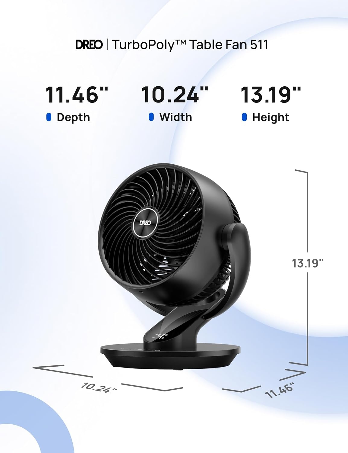 image:imageDREO Smart Fan for Bedroom120 Vertical and 90 Oscillating Fan with RemoteVoice 13 Inch Height Quiet Air Circulator for Whole Room 70 ft 4 Speeds 5 Modes 12H Timer Desk Fans for Home OfficeBlack