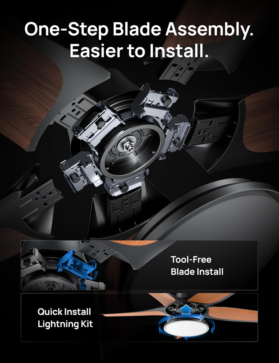 image:imageDREO Smart RGBIC Ceiling Fans with Lights Low profile Ceiling Fan with AlexaApp 52 Dimmable Lighting amp Color Tuning 25dB Quiet for Living Room Game Room Easy Installation Black 2026 UpgradedBlack