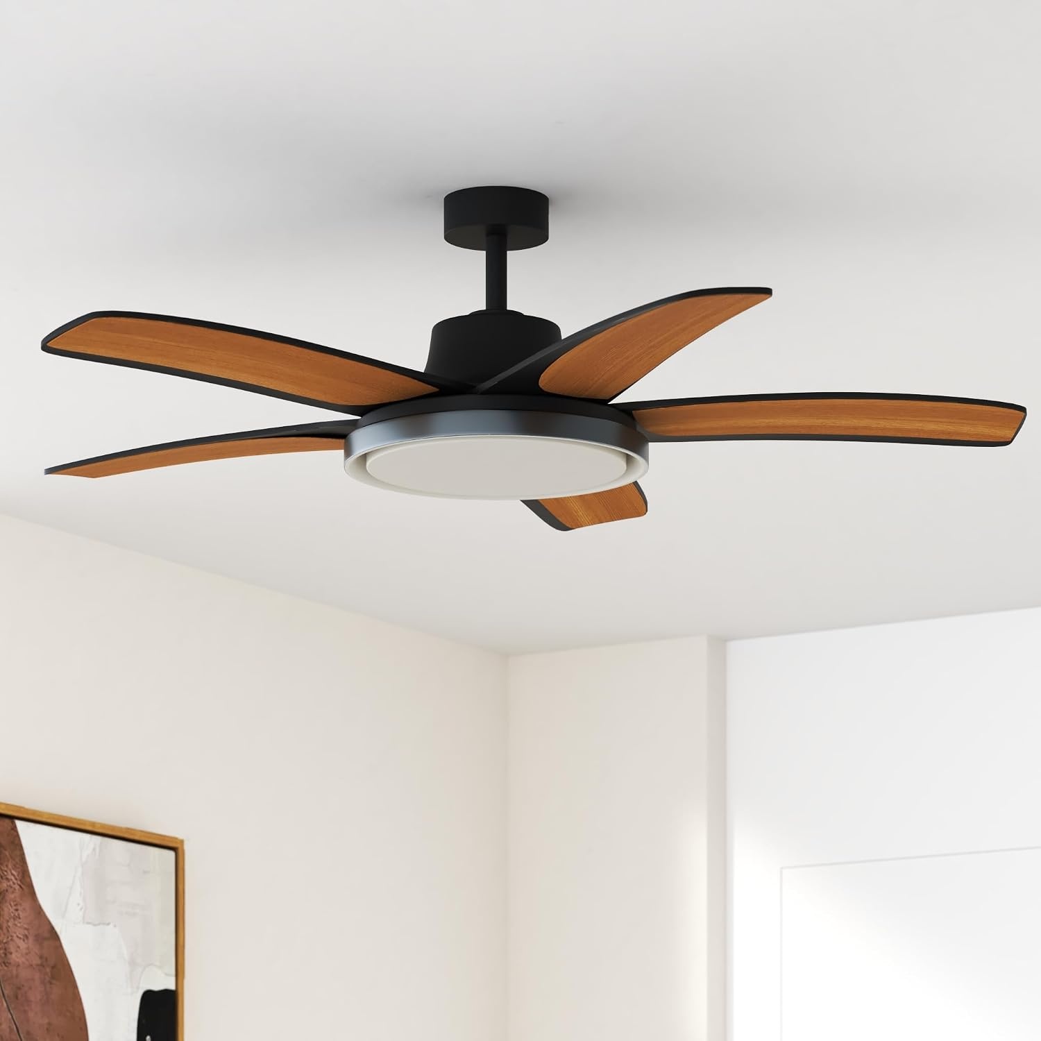 image:imageDREO Smart RGBIC Ceiling Fans with Lights Low profile Ceiling Fan with AlexaApp 52 Dimmable Lighting amp Color Tuning 25dB Quiet for Living Room Game Room Easy Installation Black 2026 UpgradedBlack