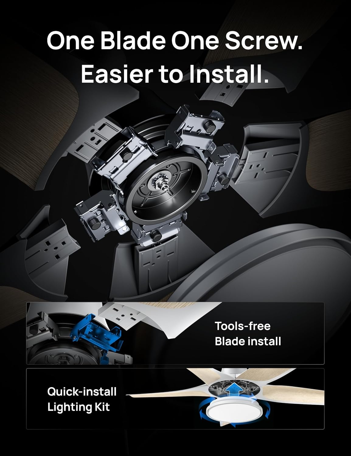 image:imageDREO Smart RGBIC Ceiling Fans with Lights Low profile Ceiling Fan with AlexaApp 52 Dimmable Lighting amp Color Tuning 25dB Quiet for Living Room Game Room Easy Installation Black 2026 UpgradedWhite