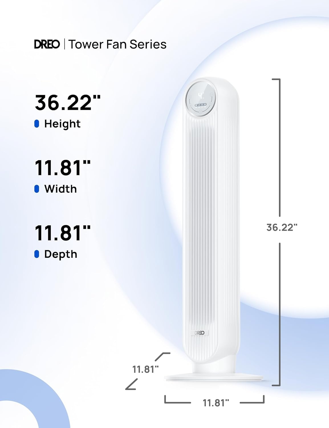 image:imageDREO Tower Fan for Bedroom 2026 Upgraded DC Motor 28fts High Velocity 20dB Ultra Quiet Standing Fan 8 Speeds 4 Modes 90 Oscillating Bladeless Fan for Indoors Floor Fans with Remote BlackWhite
