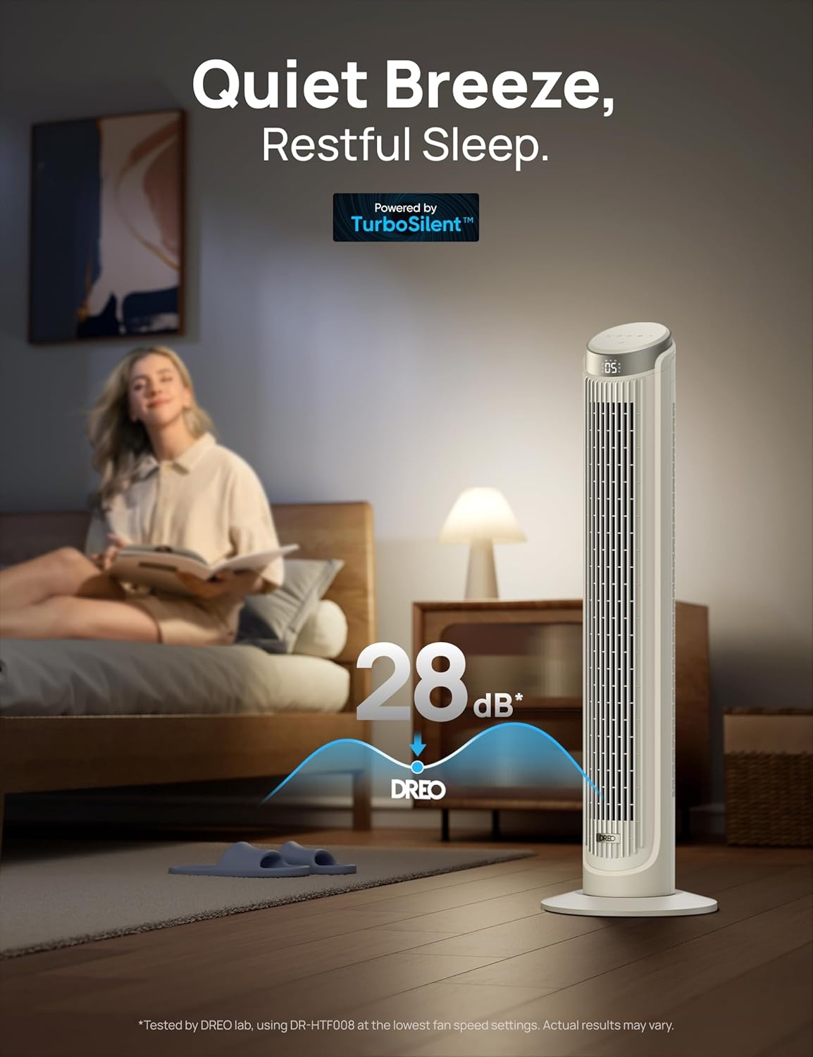 image:imageDREO Tower Fan for Bedroom 90 Oscillating Fans that Blow Cold Air 5 Speeds 4 Modes with 26fts Velocity 12H amp 28dB Quiet Timer Remote Touch 40 Standing Floor Fan for Home Office BlackWhite