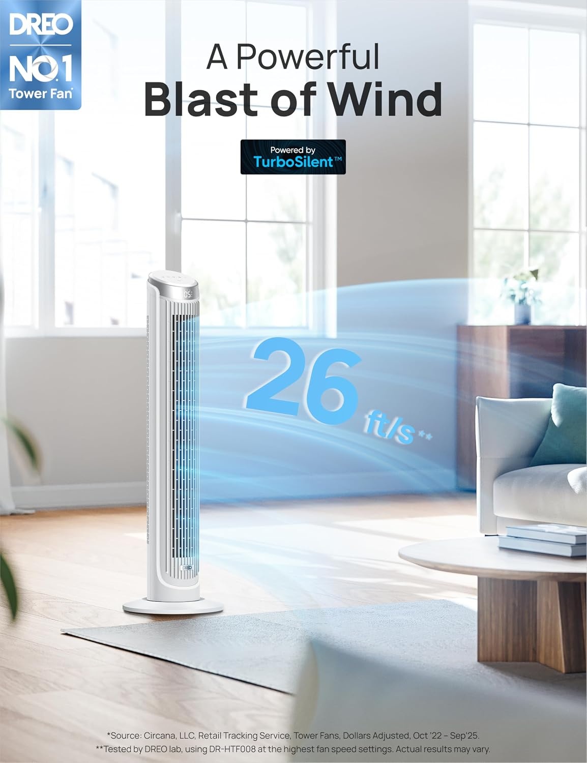 image:imageDREO Tower Fan for Bedroom 90 Oscillating Fans that Blow Cold Air 5 Speeds 4 Modes with 26fts Velocity 12H amp 28dB Quiet Timer Remote Touch 40 Standing Floor Fan for Home Office BlackWhite