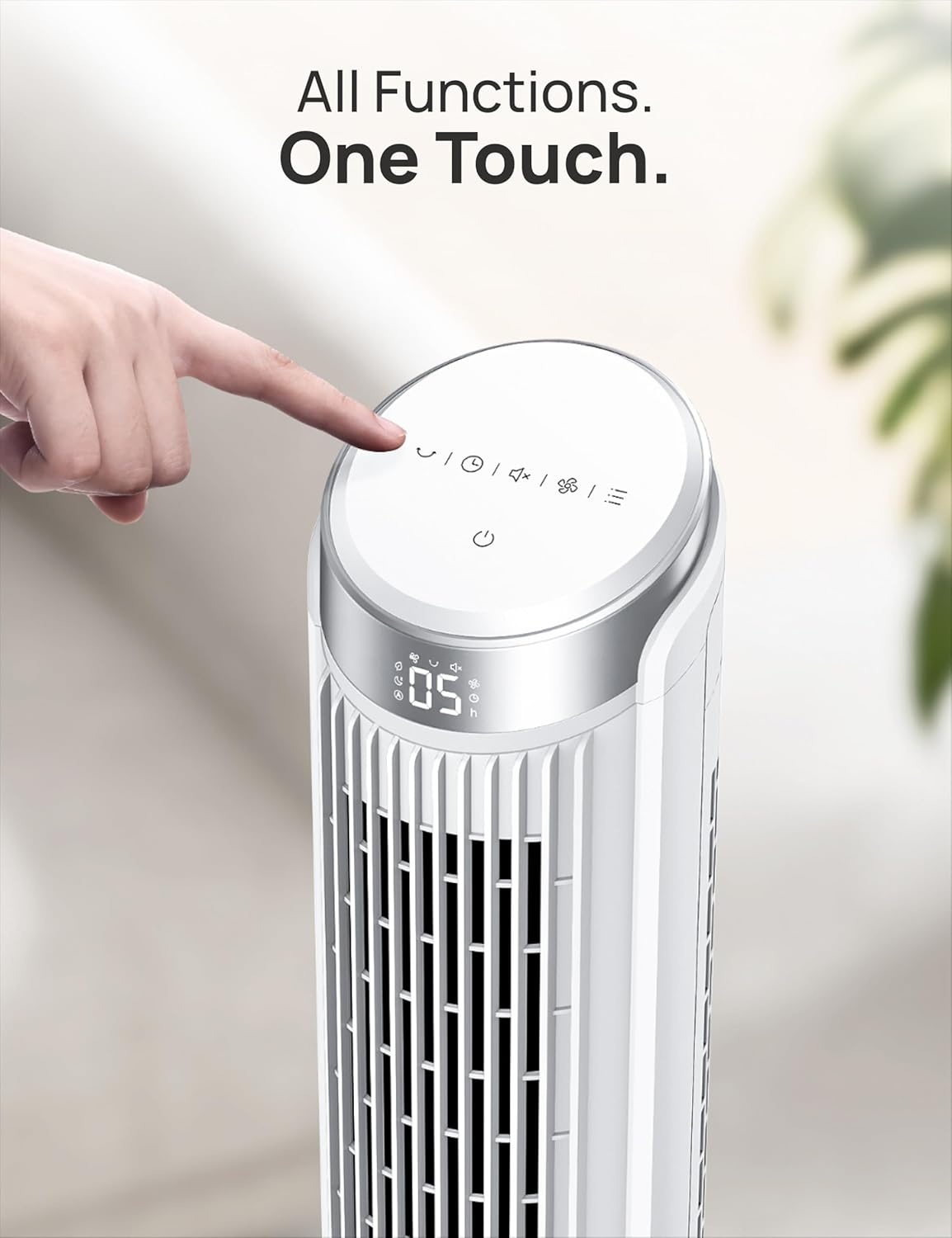 image:imageDREO Tower Fan for Bedroom 90 Oscillating Fans that Blow Cold Air 5 Speeds 4 Modes with 26fts Velocity 12H amp 28dB Quiet Timer Remote Touch 40 Standing Floor Fan for Home Office BlackWhite