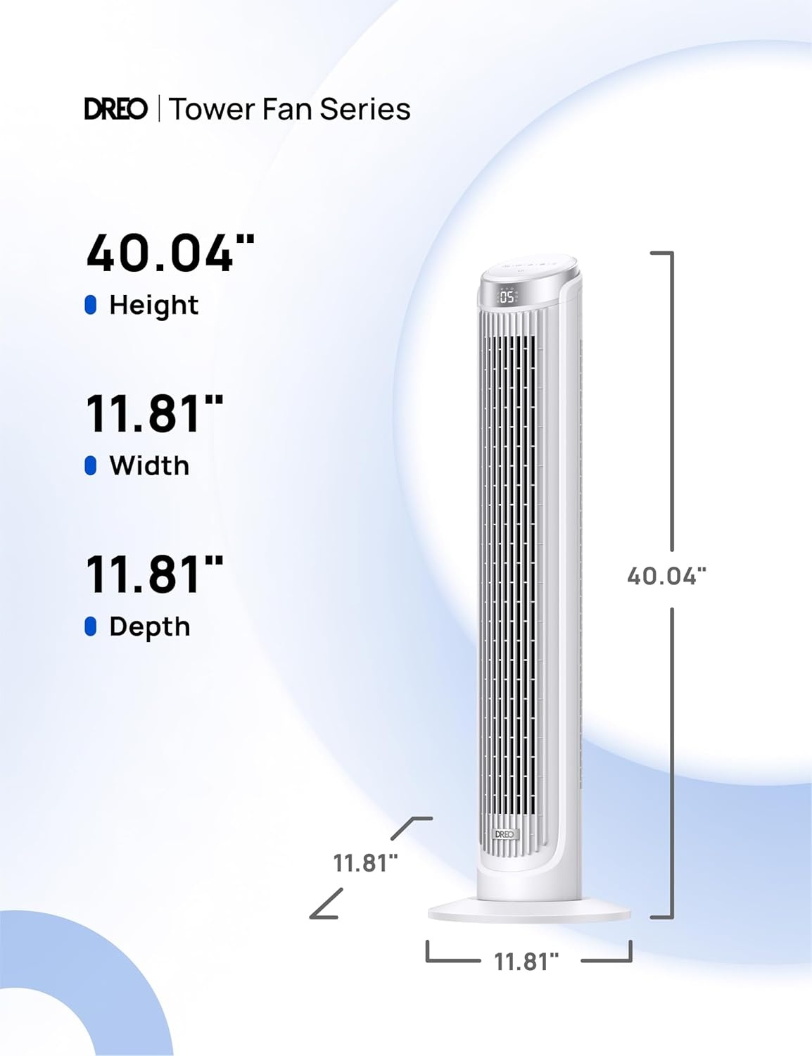 image:imageDREO Tower Fan for Bedroom 90 Oscillating Fans that Blow Cold Air 5 Speeds 4 Modes with 26fts Velocity 12H amp 28dB Quiet Timer Remote Touch 40 Standing Floor Fan for Home Office BlackWhite